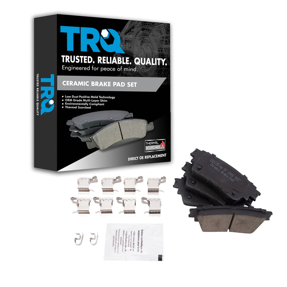 TRQ Rear Brake Pads Ceramic Compatible with 2018-2020 Mitsubishi Eclipse Cross 2017-2020 Outlander 2018-2021 Outlander PHEV