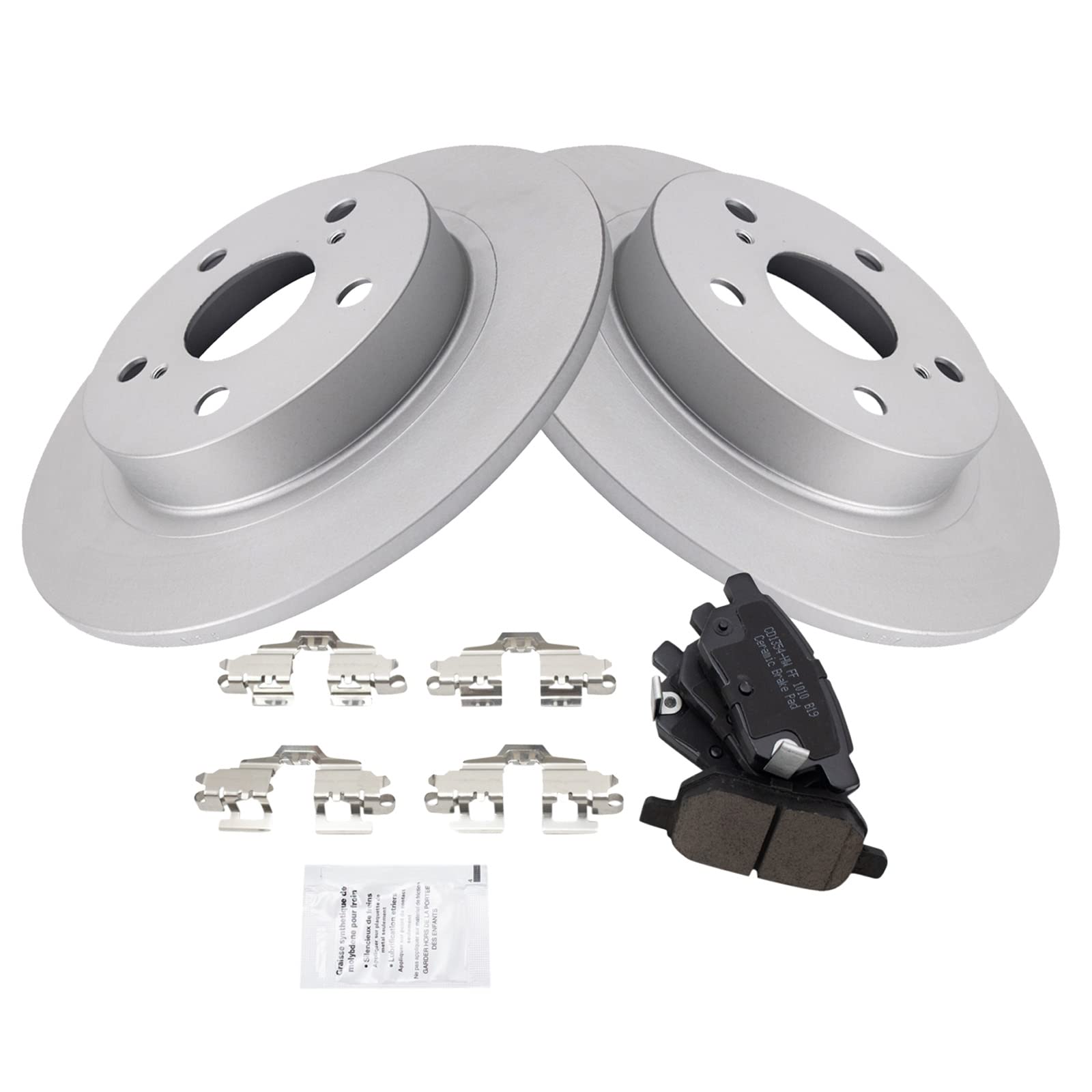 Trq Rear Brake Pad & Rotor Kit Brake Pads Brake Rotor Ceramic Premium G-Coated Compatible With 2011-2016 Scion Tc