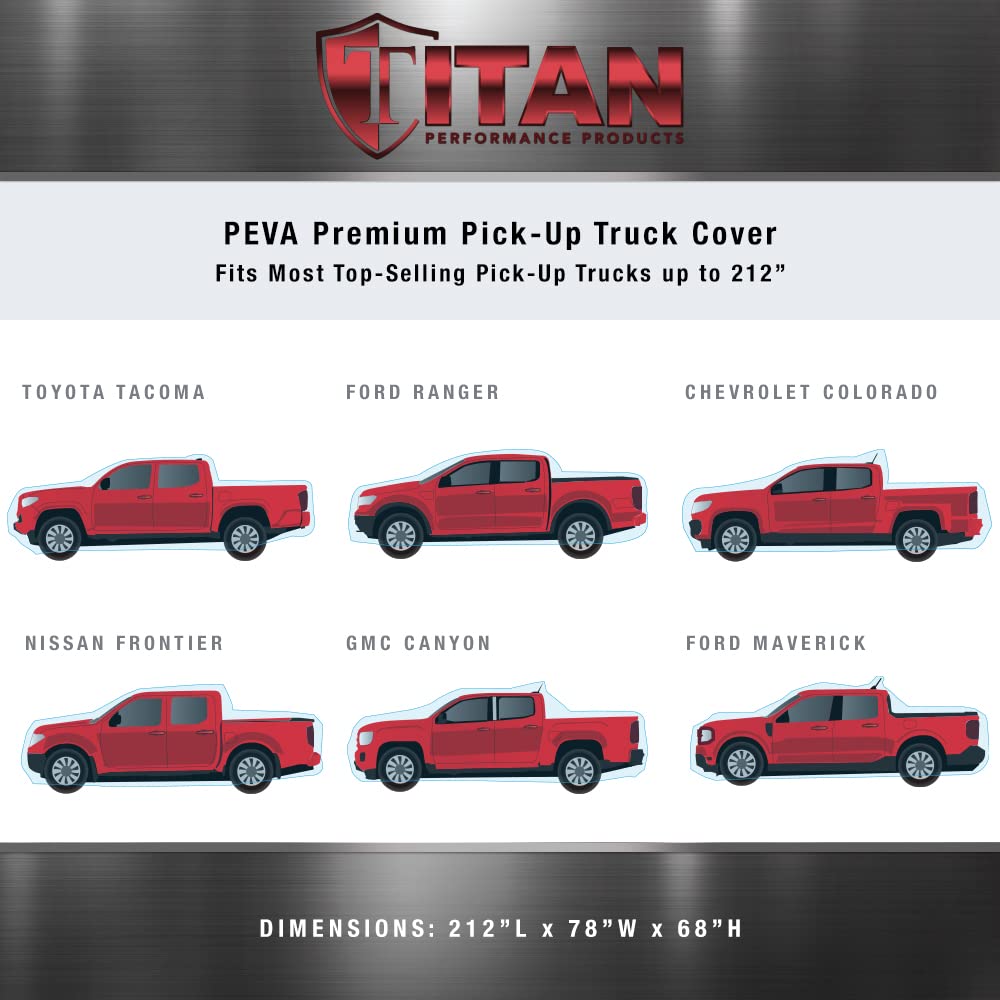 Titan Premium Multi-Layer Peva Car Cover For Mid-Size Pick-Up Trucks 200-212   . Waterproof, Uv Protection, Anti-Scratch Protect