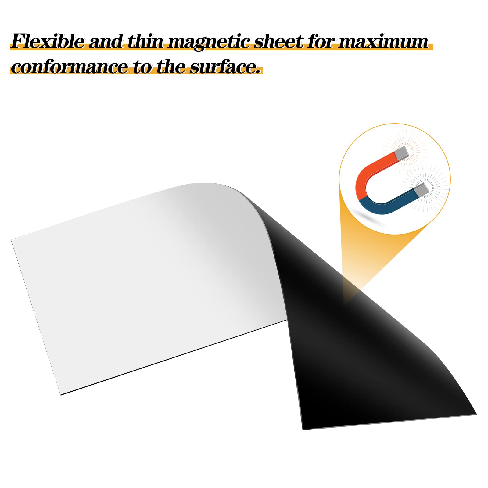 tonhui 4Pcs 12 x 4 Bumper Sticker Magnets - Flexible Magnetic Sheets with Self Adhesive, Turn Decals into Magnets, White