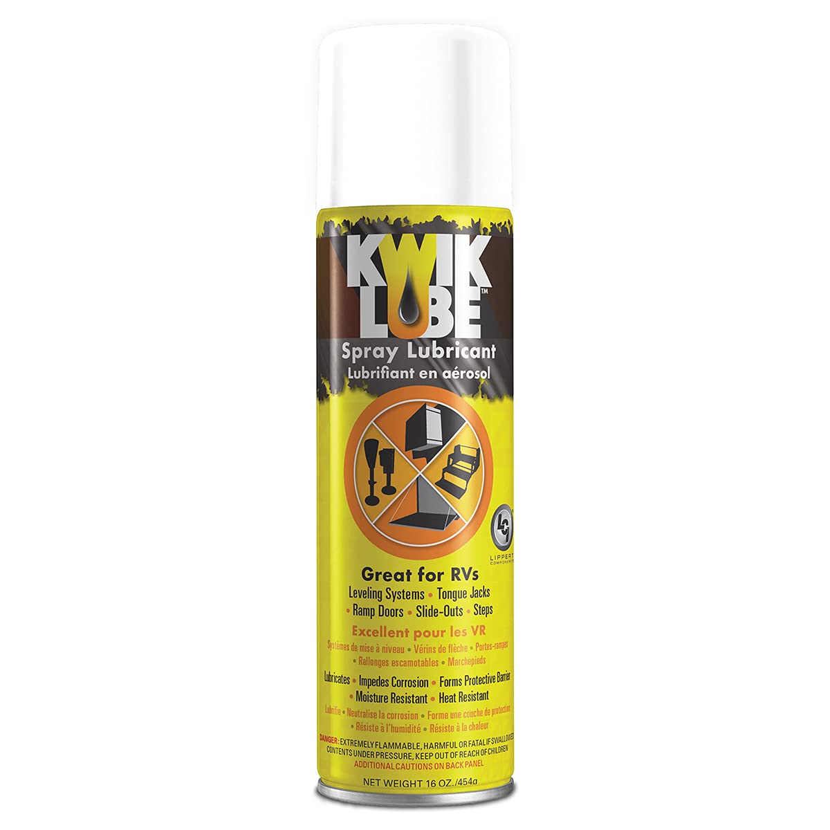 Kwikee KwikLube 11 oz. Can, Aerosol Grease Formula for RV Steps, Jacks, and Slides, Heat Resistant, Moisture Barrier, Protects A