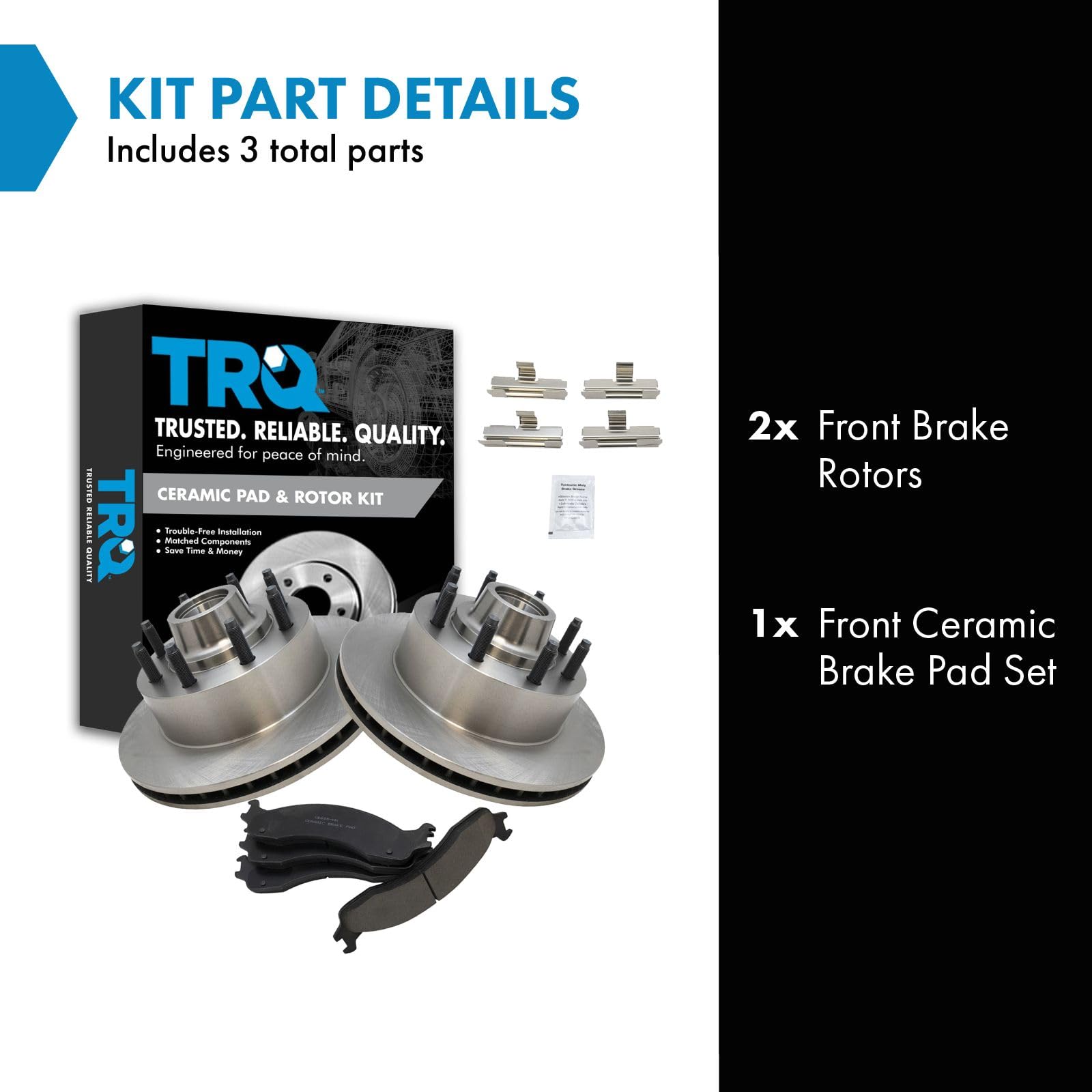 Trq Abs Front Brake Pad & Rotor Pair Kit Set Ceramic For Ford Van Econoline