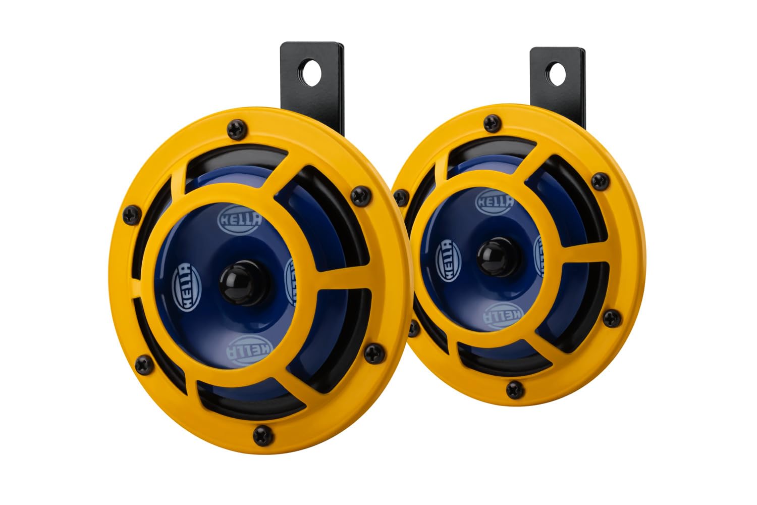 HELLA 922000731 Sharptone 12V High Tone/Low Tone Twin Horn Kit with Yellow Protective Grill, 2 Horns