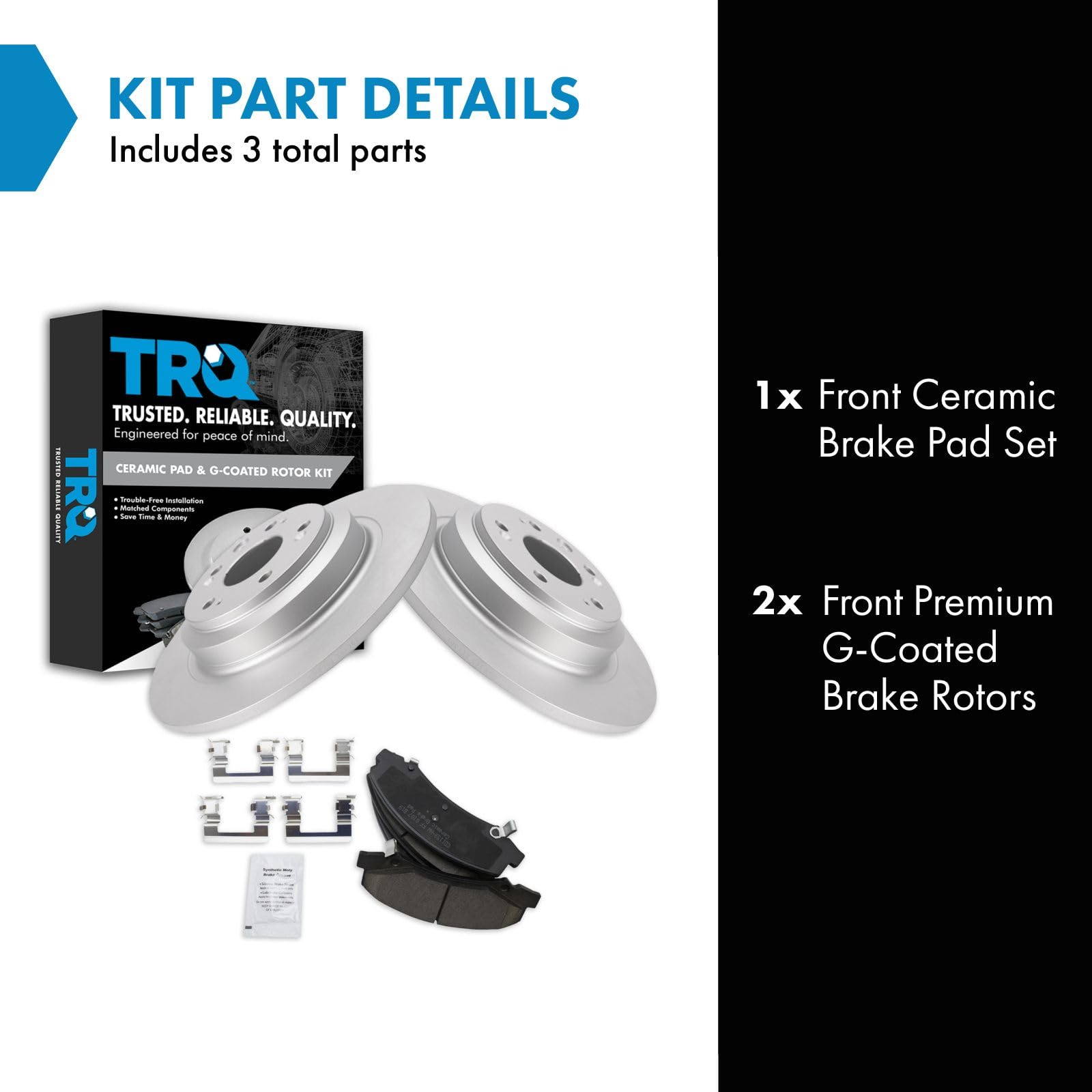 Trq Front Brake Pad & Rotor Kit Premium G-Coated Ceramic Compatible With 2008-2009 Buick Lacrosse