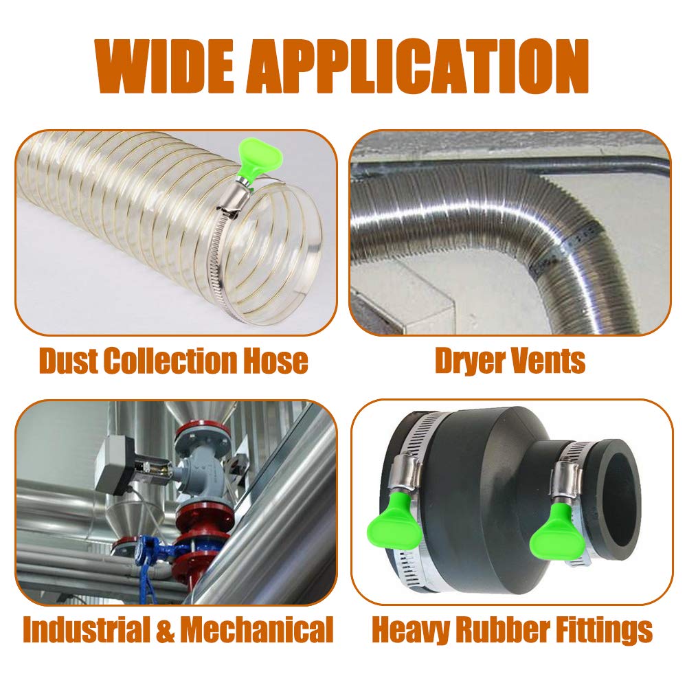 Ispinner 4Pcs 3 Inch Key Hose Clamp, Bandwidth 12Mm Thumb Screw Adjustable Stainless Steel Hose Clamps For Dryer Vent, Dust Collector And Automotive