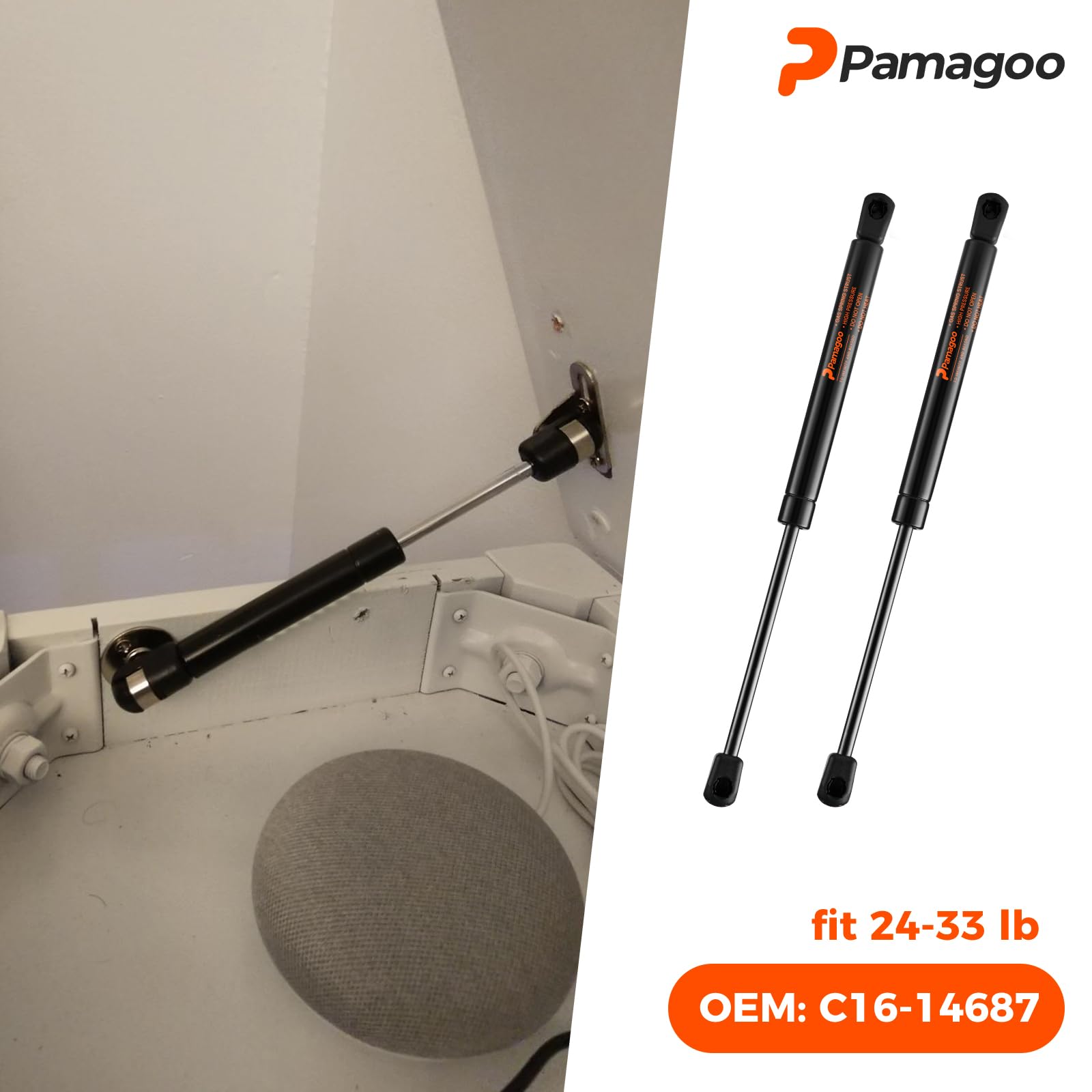Pamagoo C1614687 11 Inch 30 Lbs Gas Strut, Se110P30 11'' Shocks Lift Support For Roof Top Pocket Box,Cub Cadet Tractor Cabinet D
