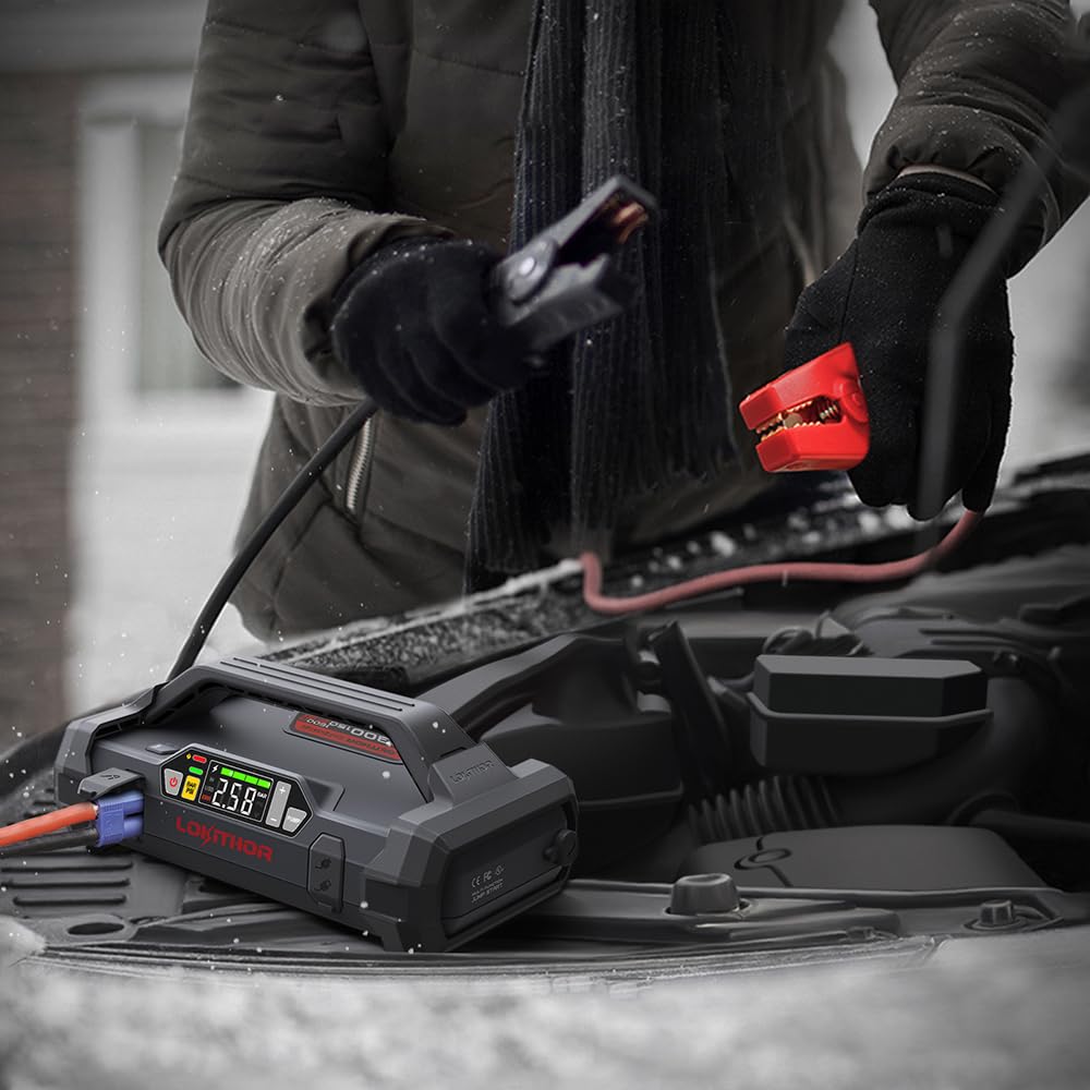 Lokithor Ja300 Jump Starter With Air Compressor, 1500Amp 12V Portable Car Battery Booster Pack For Upto 7.0L Gas Or 4.5L Diesel,