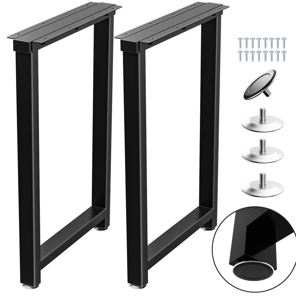 Tocretoare Metal Table Legs Heavy Duty, 28”H X 18”W, Metal Furniture Legs For Dining Desk Bench And Coffee Table, Industrial Black Diy Iron Bench Legs, Set Of 2