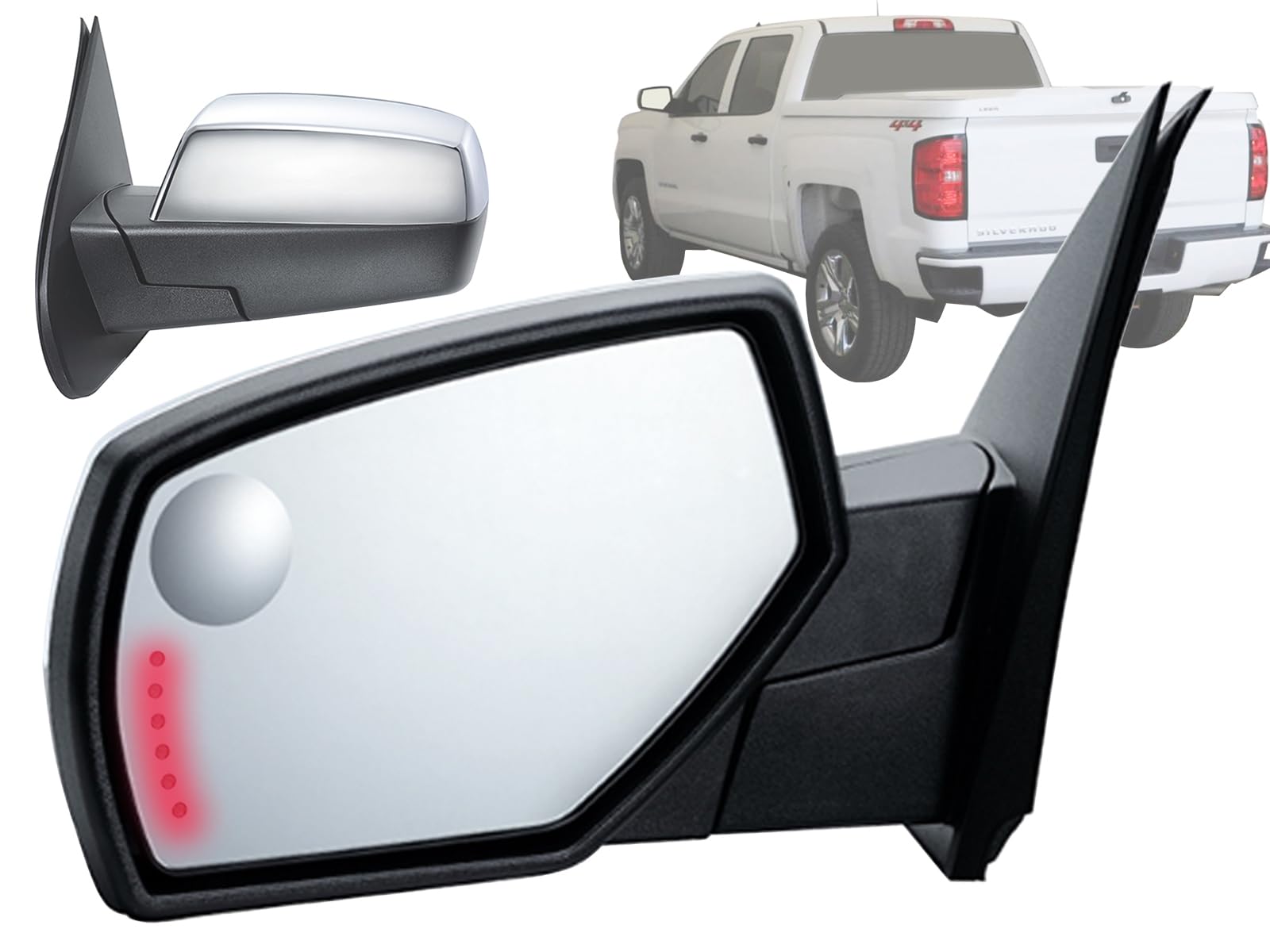 APA Replacement Exterior Rear View Mirror for 2014-2018 SILVERADO SIERRA GM Pickup Truck Power Folding Heated Memory Puddle Sign
