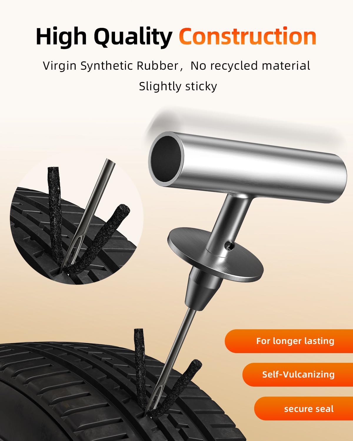 Autown Tire Plugs Heavy Duty (4 '', 50 Pack) - 1/4 '' (6Mm) Tubeless Tire Plugs For Car, Atv/Utv, Professional Tire Repair Plugs