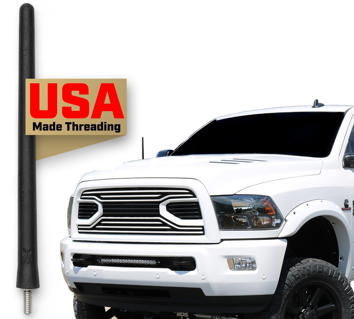 AntennaMastsRus - Short Rubber Antenna fits Dodge Ram Truck 2500 (2010-2018) - USA Stainless Steel Threading - The Original 6 3/