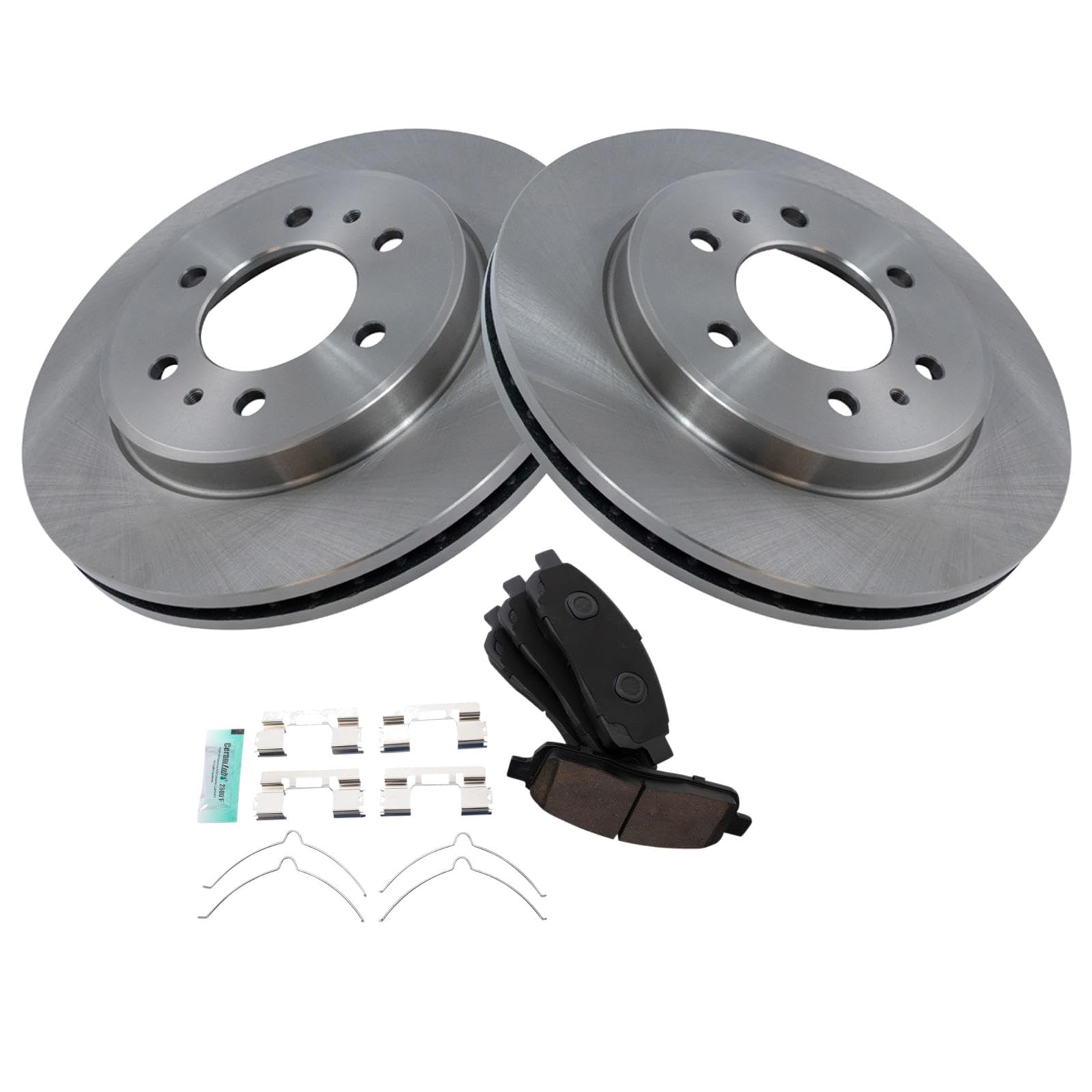 Trq Front Brake Pad & Rotor Kit Brake Pads Brake Rotor Ceramic Compatible With 2009 Ford F-150