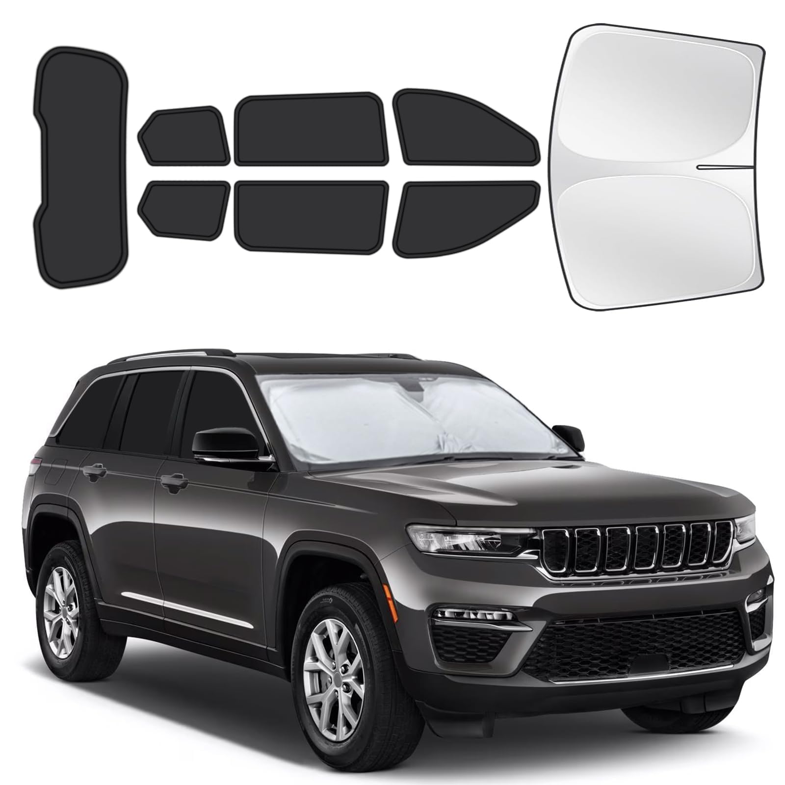 for Jeep Grand Cherokee 2022-2025 (NOT for Grand Cherokee L) Car Window Shades, 8pcs Privacy Sun Shade Set for Front Windshield 