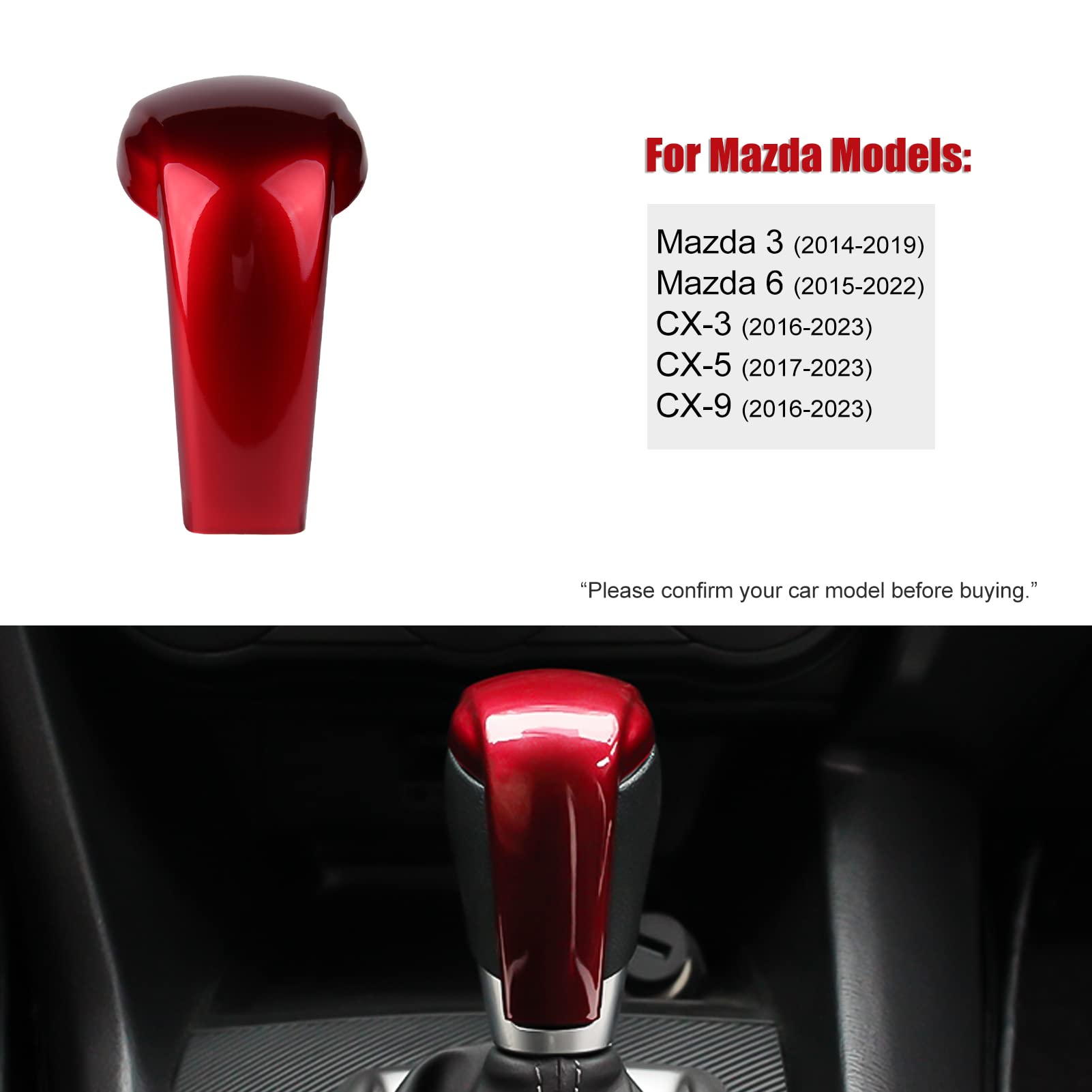 ANFOKAS Compatible with Mazda CX-5 CX-9 CX-3 6 3 Accessories Car Gear Shift Knob Cover Trim Cap Gear Panel Gears Sporty Interior