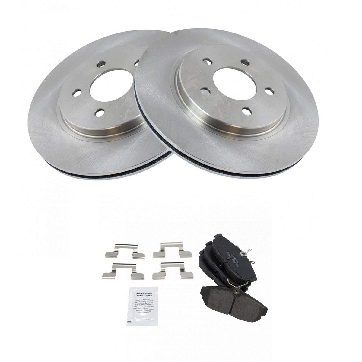 TRQ Rear Brake Pad & Rotor Kit Brake Pads Brake Rotor Ceramic Compatible with 2005-2014 Ford Mustang
