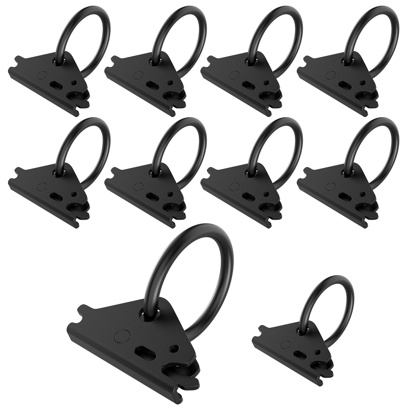 Eapele 10Pcs Steel E-Track O Ring Tie-Down Anchors, Secure Cargo In Enclosed/Flatbed Trailers, Trucks, Load Limit Of 1500Lb(Blac