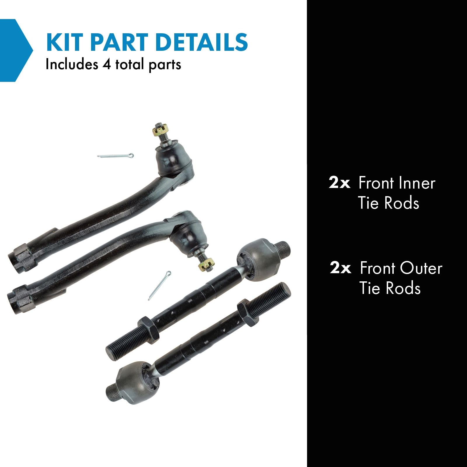 Trq Front Tie Rod Set Compatible With 2006-2010 Kia Optima 2007-2010 Rondo