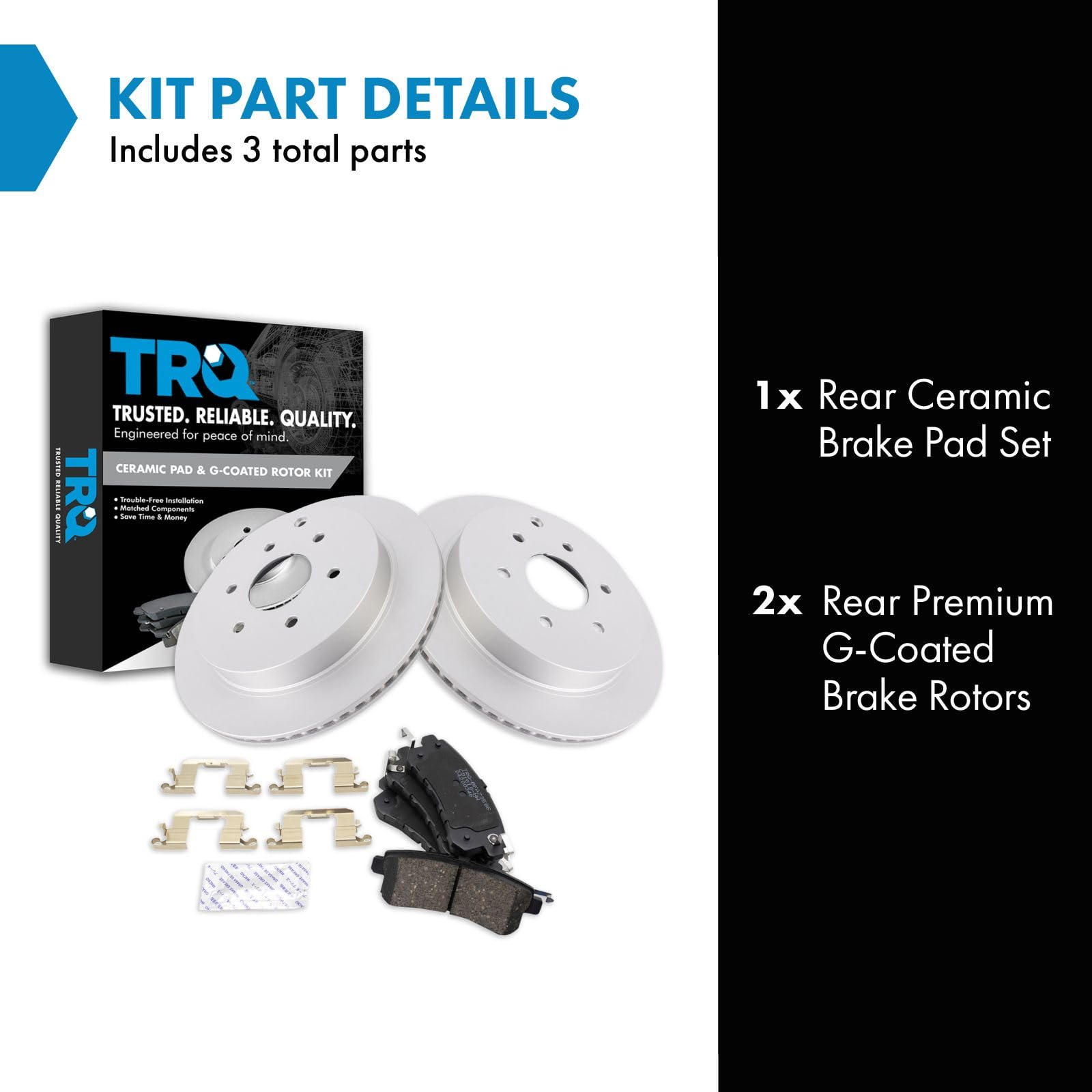 Trq Rear Brake Pad & Rotor Kit Brake Pads Brake Rotor Ceramic Premium G-Coated Compatible With 2011-2013 Infiniti Qx56 2014-2021