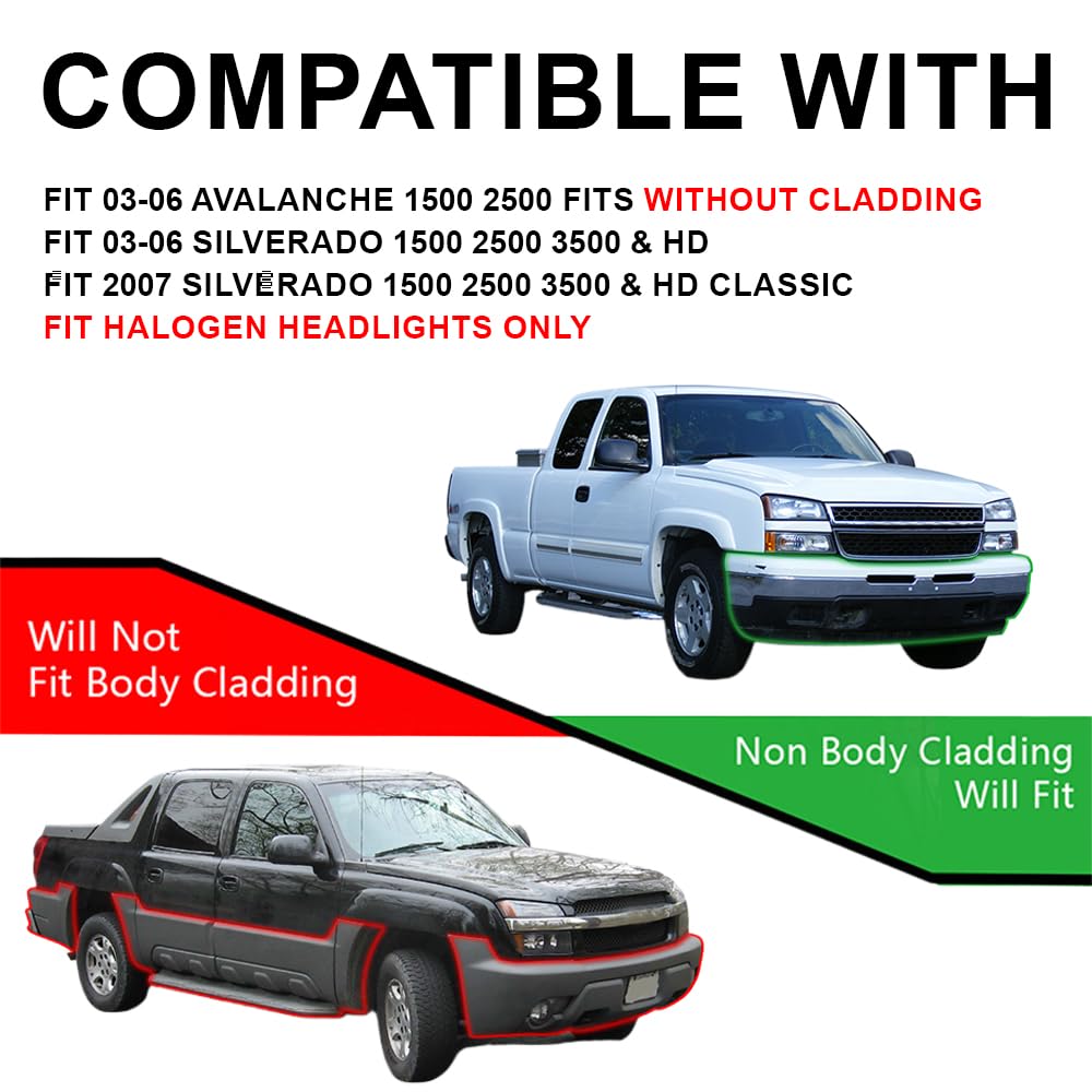 G-Plus Headlight Bumper Lamps Assembly Compatible With 03-06 Chevy Avalanche/03-07 Silverado 1500Hd/03-06 Silverado 2500Hd, Smok