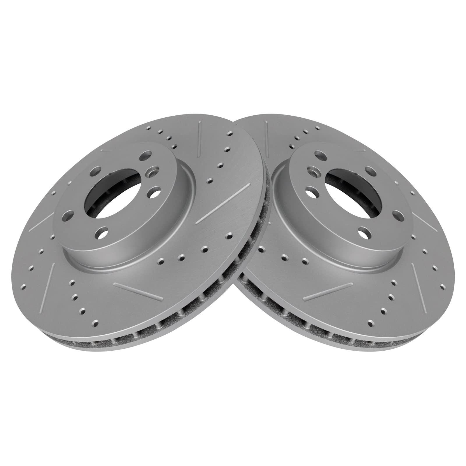 Trq Front Performance Brake Rotors Set Vented Premium G-Coated Cross Drilled & Slotted Compatible With 2007-2018 Bmw X5 2011-201