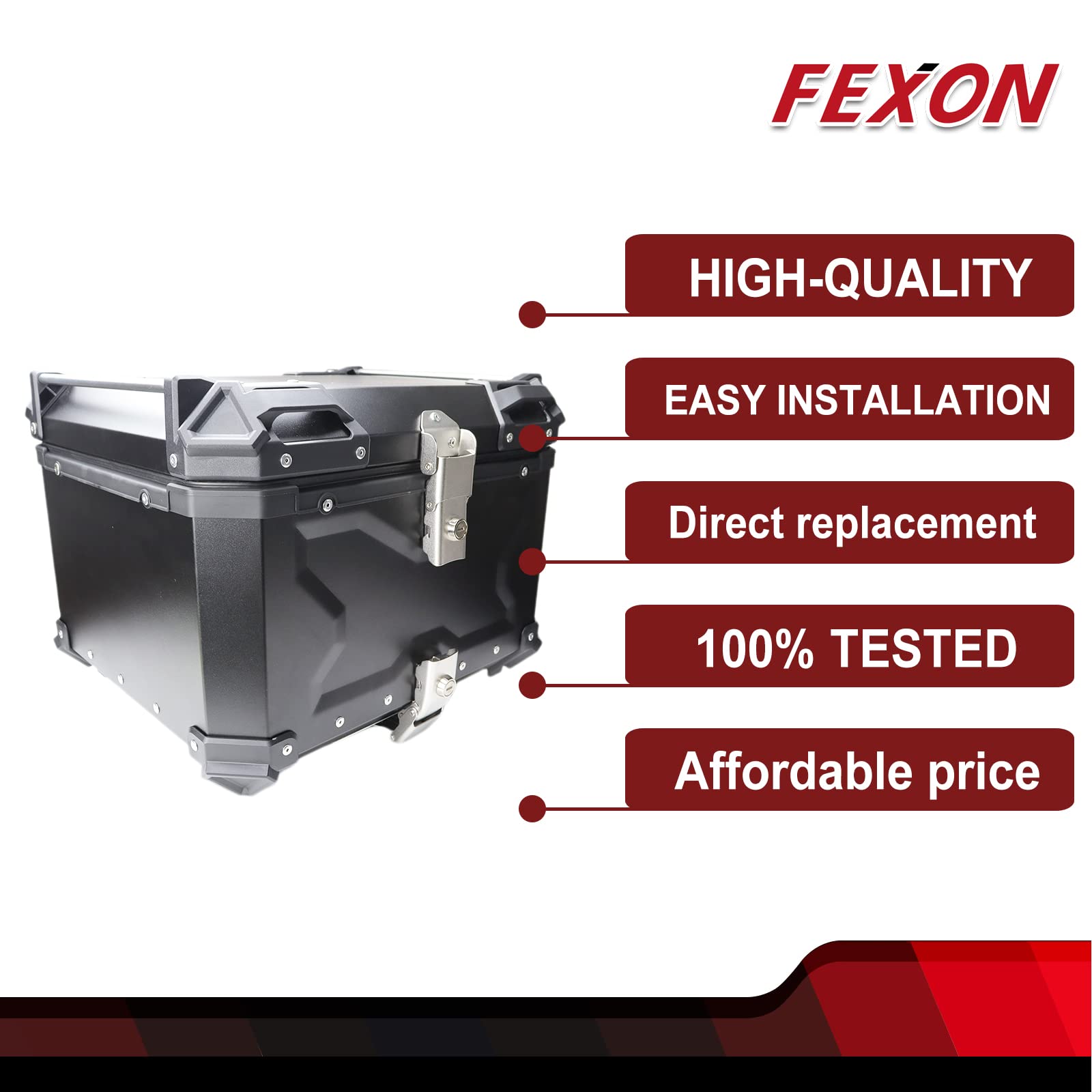 FEXON 55L Universal Motorcycle Top Case, Motorcycle Tail Box, Waterproof Motorcycle Rear Top Box, Aluminum Trunk Tour Tail Box f