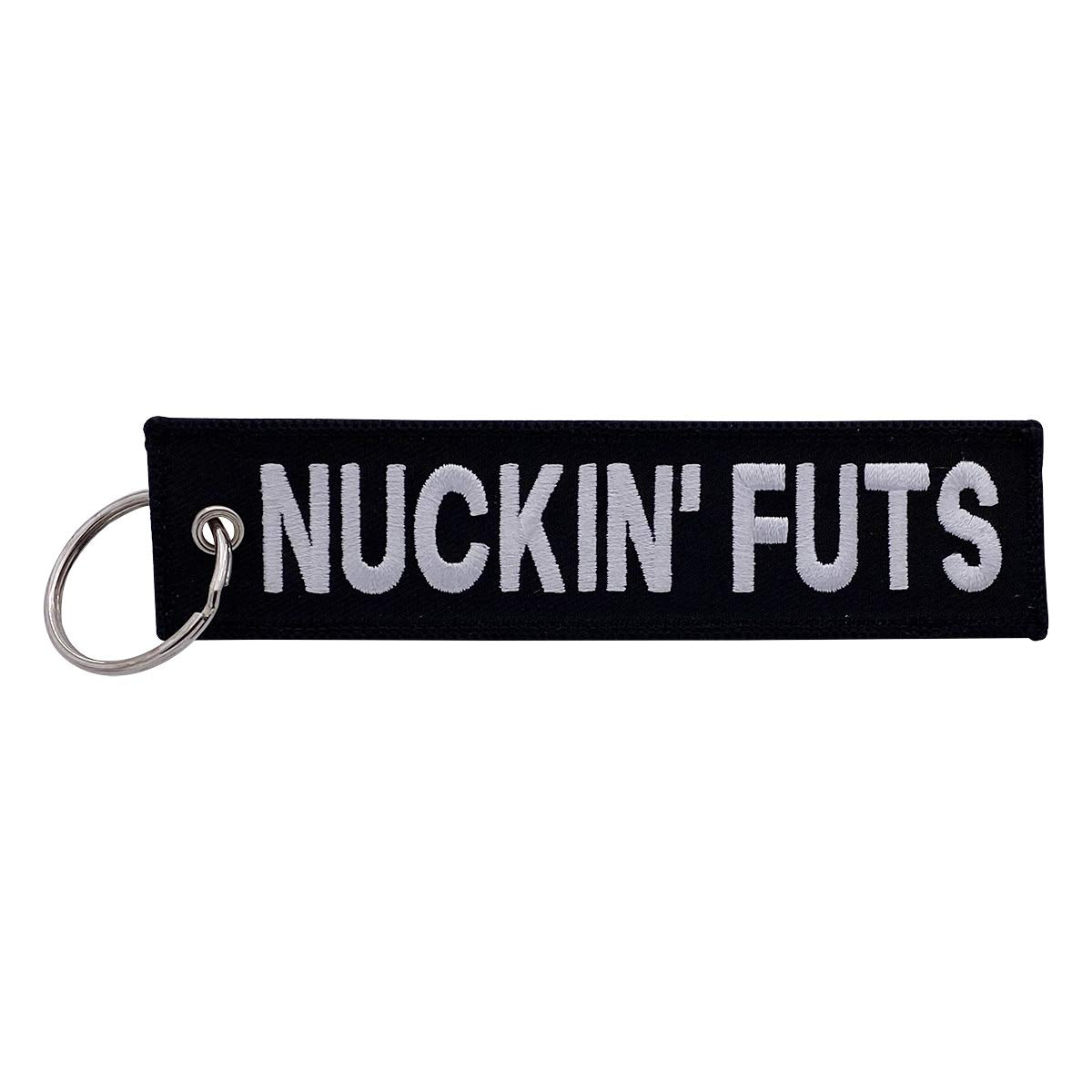 Boostnatics Keychain Tag For Motorcycles, Scooters, Bike, Cars, Backpacks, Gifts, & More (Nuckin' Futs (Black))
