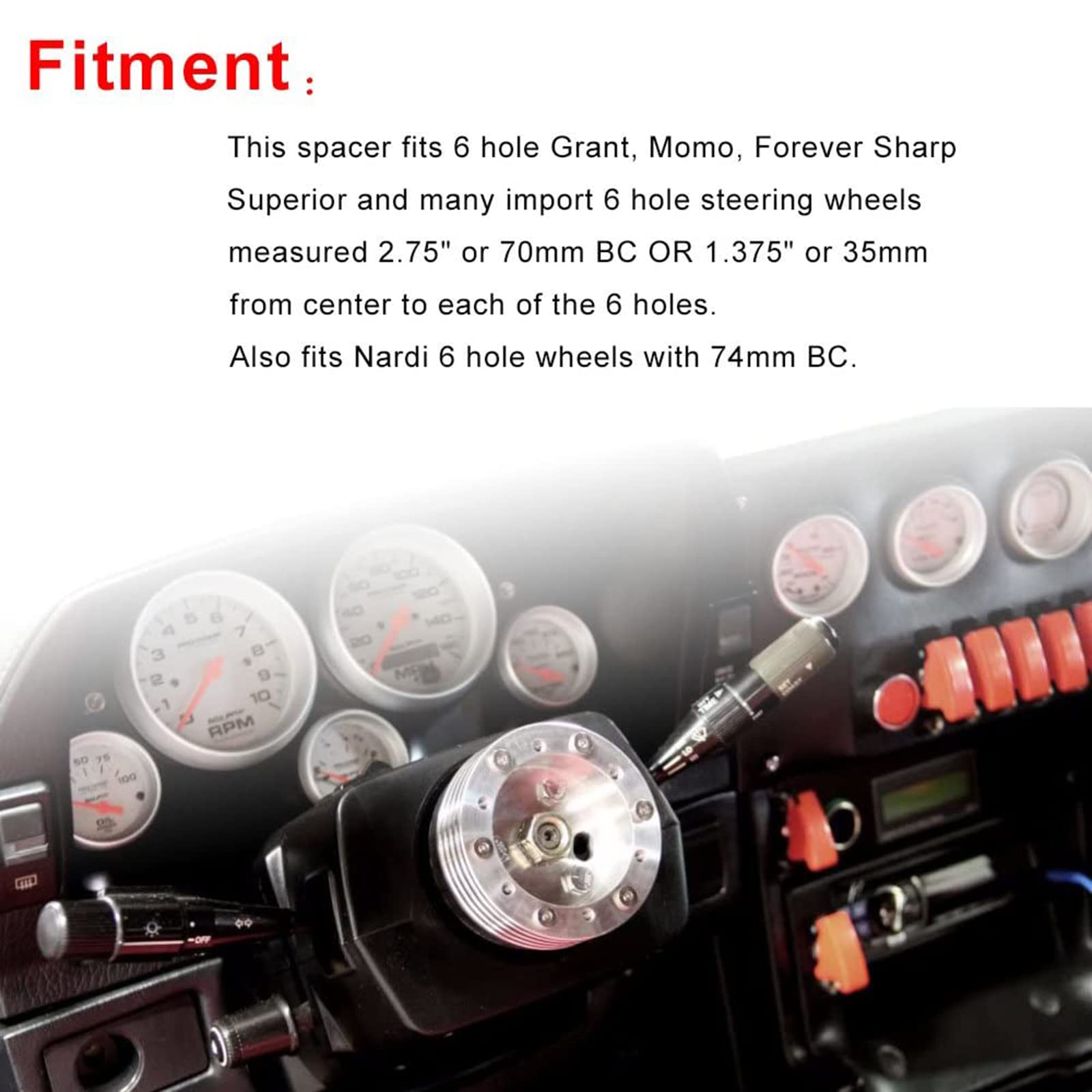 Rulline 1 Steering Wheel Hub Adapter Conversion Spacer 6 Hole To 3 Hole Steering Wheel Adapter Grant Adapter Boss Kit Silver