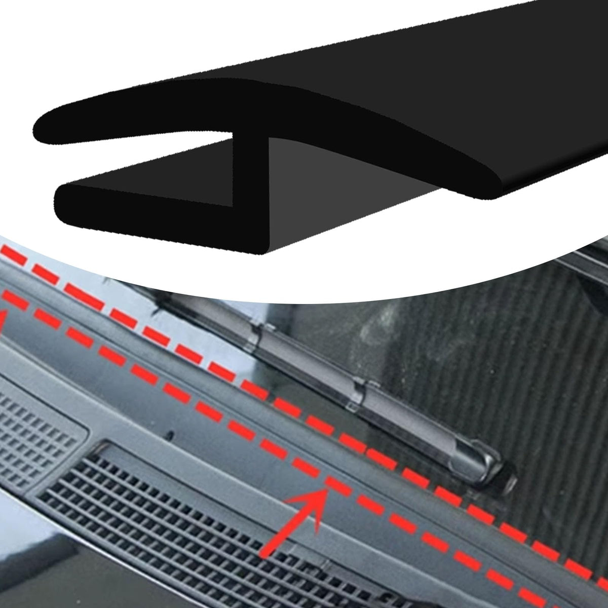 QBOONPT Windshield Cowl Rubber Seal Strip, 1.7M/5.6Ft Car Front and Rear Weatherstrip Sunroof Sealing Strips, Universal Vehicles