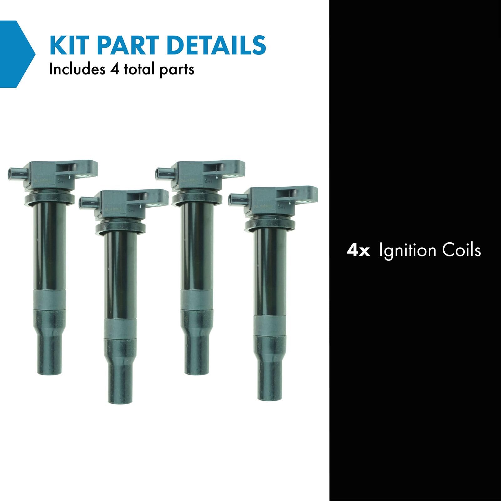 Trq Ignition Coil Set Compatible With 2006-2011 Hyundai Accent Kia Rio Rio5