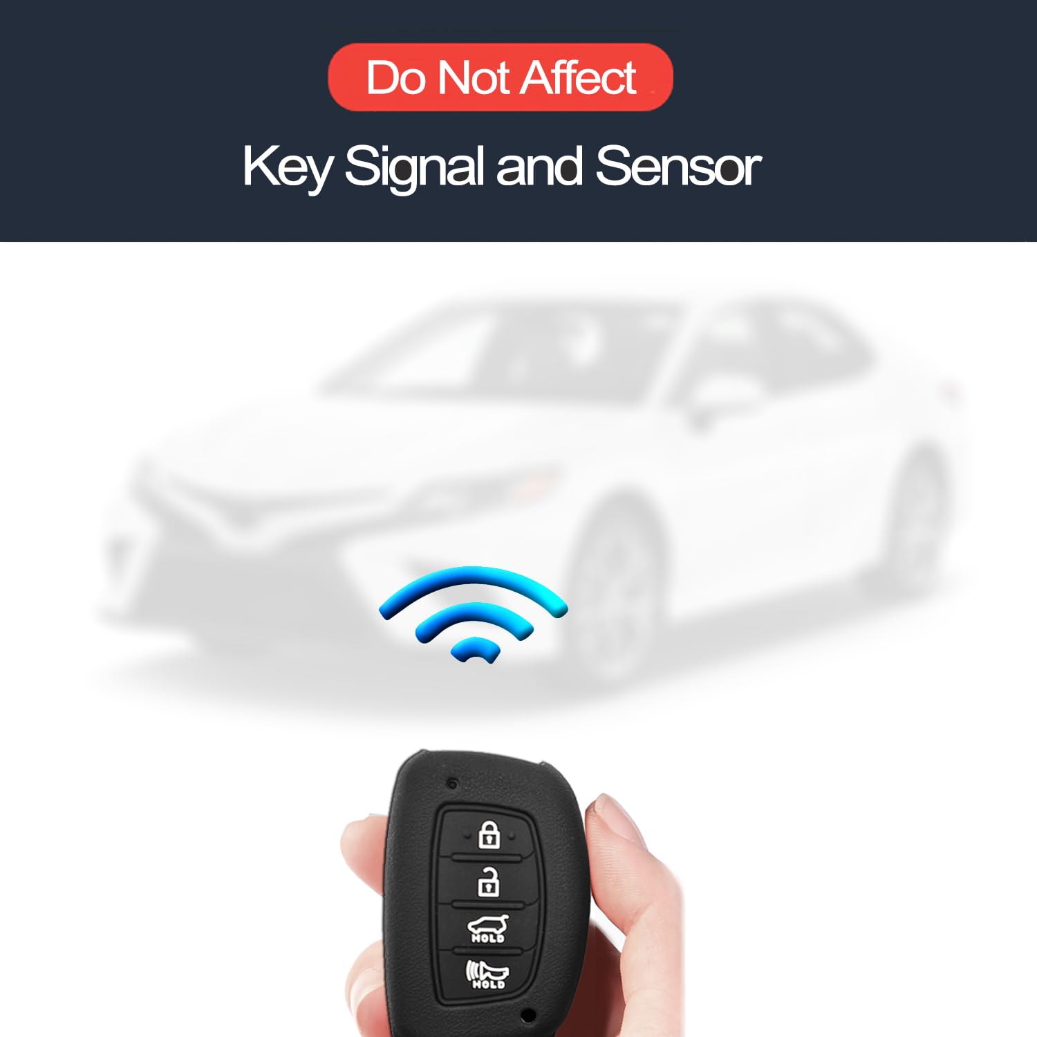 Infipar 2Pcs Compatible With Hyundai Ioniq Elantra Sonata Tucson Elantra Gt Key Fob Cover Case Key Chain Protector Keyless Remote Smart 4 Buttons Holder, Not Fit Flip/Pop Out Key