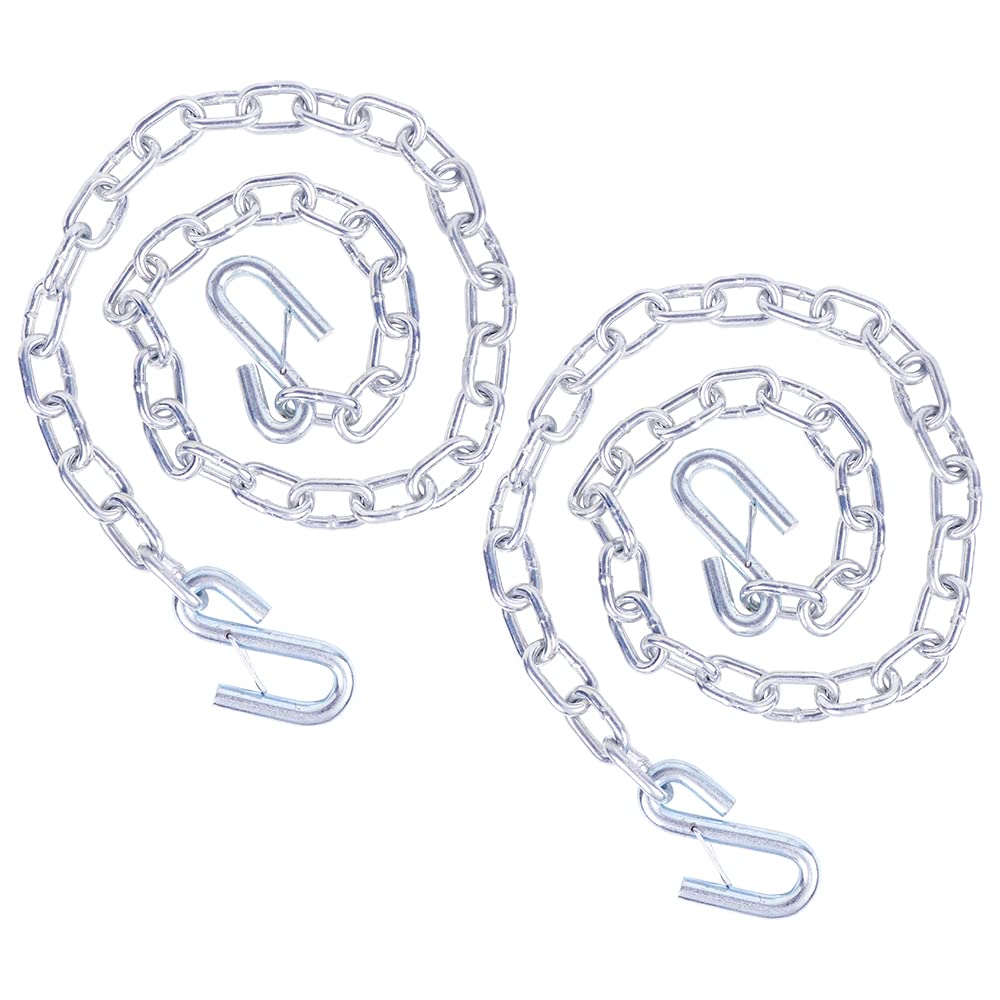 Teukriga 1/4'' X 48'' Grade 30 Steel Boat Trailer Safety Chain With Spring Clip Hooks 5,000 Lbs, 2 Pcs(1/4'' X 48'')
