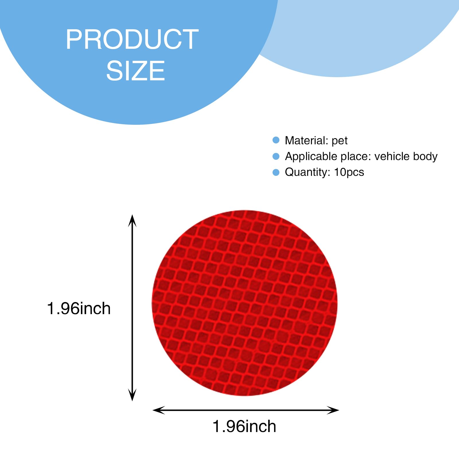 Ugshy 10 Pcs Car Reflector With Adhesive, 1.9In Round Waterproof Weatherproof Pet Vehicle Stickers, Universal High Visibility Au