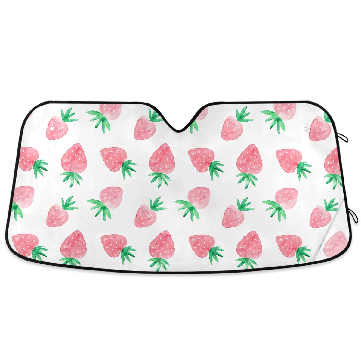 Oarencol Fresh Strawberry Car Windshield Sun Shade Cute Pink Fruit Foldable Uv Ray Sun Visor Protector Sunshade To Keep Your Veh