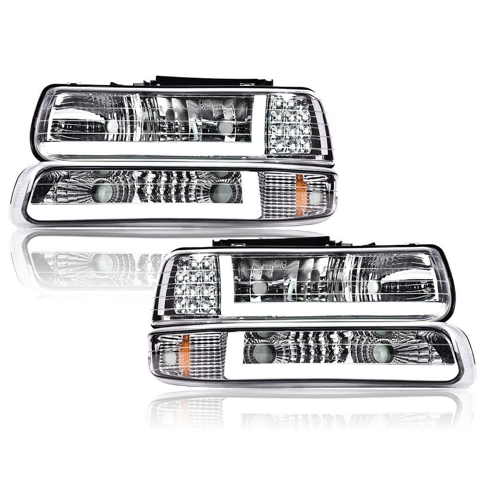 Pit66 Led Headlights, Compatible With 1999-2002 Chevy Silverado 1500 2500 99-02/01-02 Silverado 1500Hd 2500Hd 3500 Fit For Tahoe
