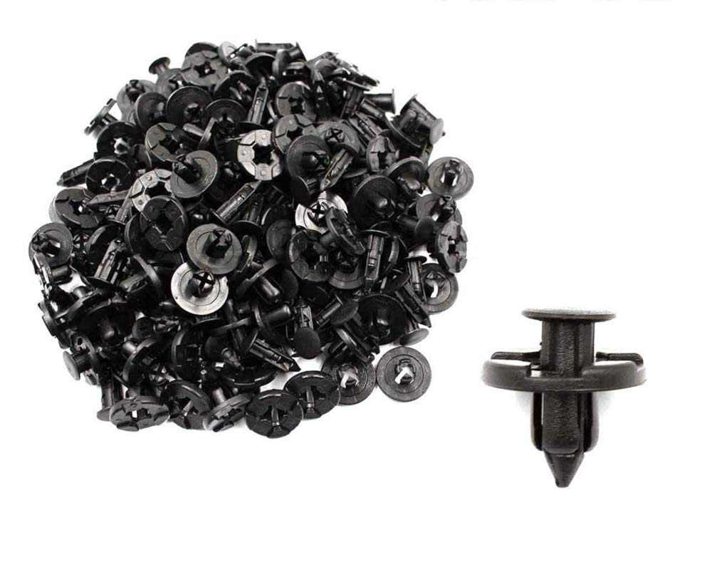 100Pcs- Nylon Fender Trim Panel Bumper Shield Retainer Fastener Rivet Push-Type Clips For 8Mm Hole Fit Nissan Infiniti 01553-093