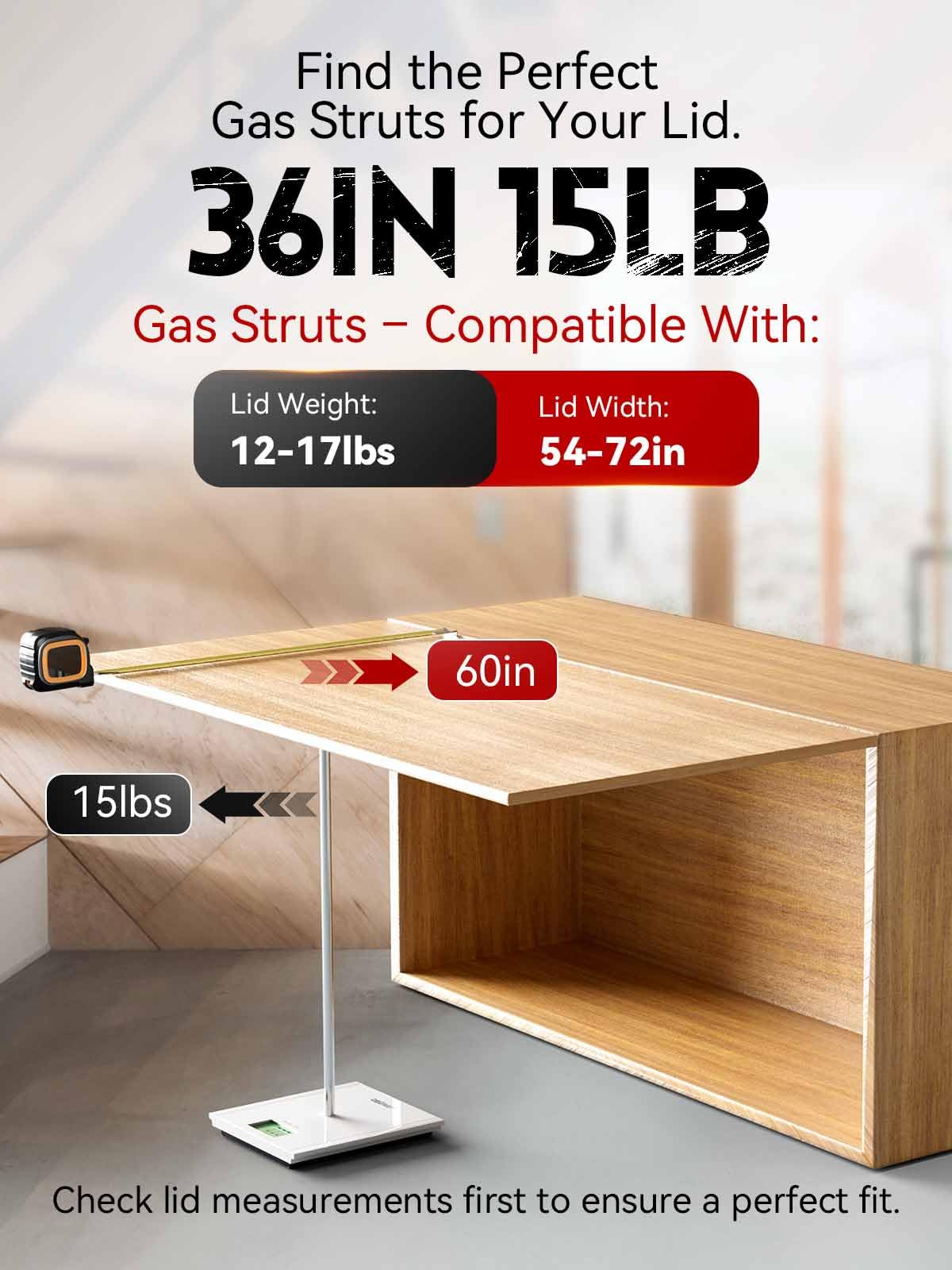 Vepagoo 36 Inch 15Lb/67N Gas Struts Shock Spring With Mounting Brackets, Lift Supports For Rv Bed Lid Box Trailer Cover Hatch Ba