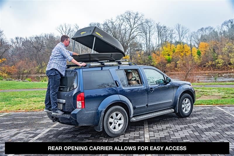 Jegs Rooftop Cargo Carrier For Car Storage - Large Roof Rack Cargo Carrier - Front Hinge/Rear Lock - Rear Opening Weatherproof S