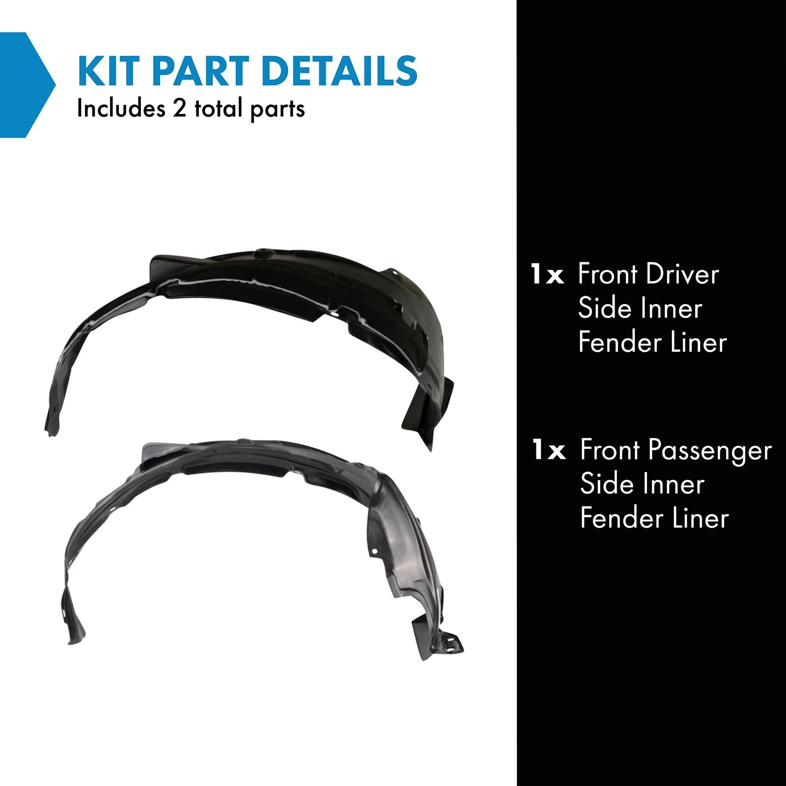 Trq Front Inner Fender Liner Set Compatible With 2012-2014 Honda Cr-V Ho1248147 Ho1249155 Ho1249173