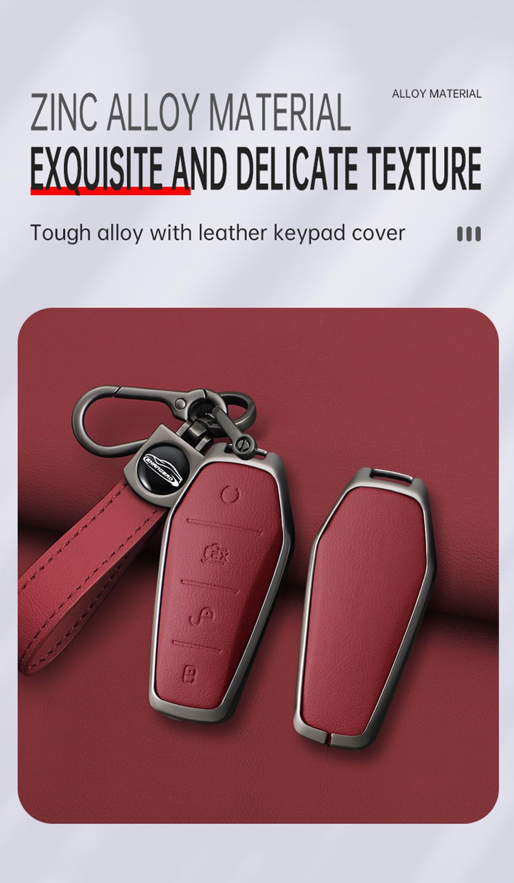 Tecart Metal Key Fob Cover With Keychain Fit For Byd Han Ev Tang Dm 4 Button Leather Car Key Case Protector Key Cover Black