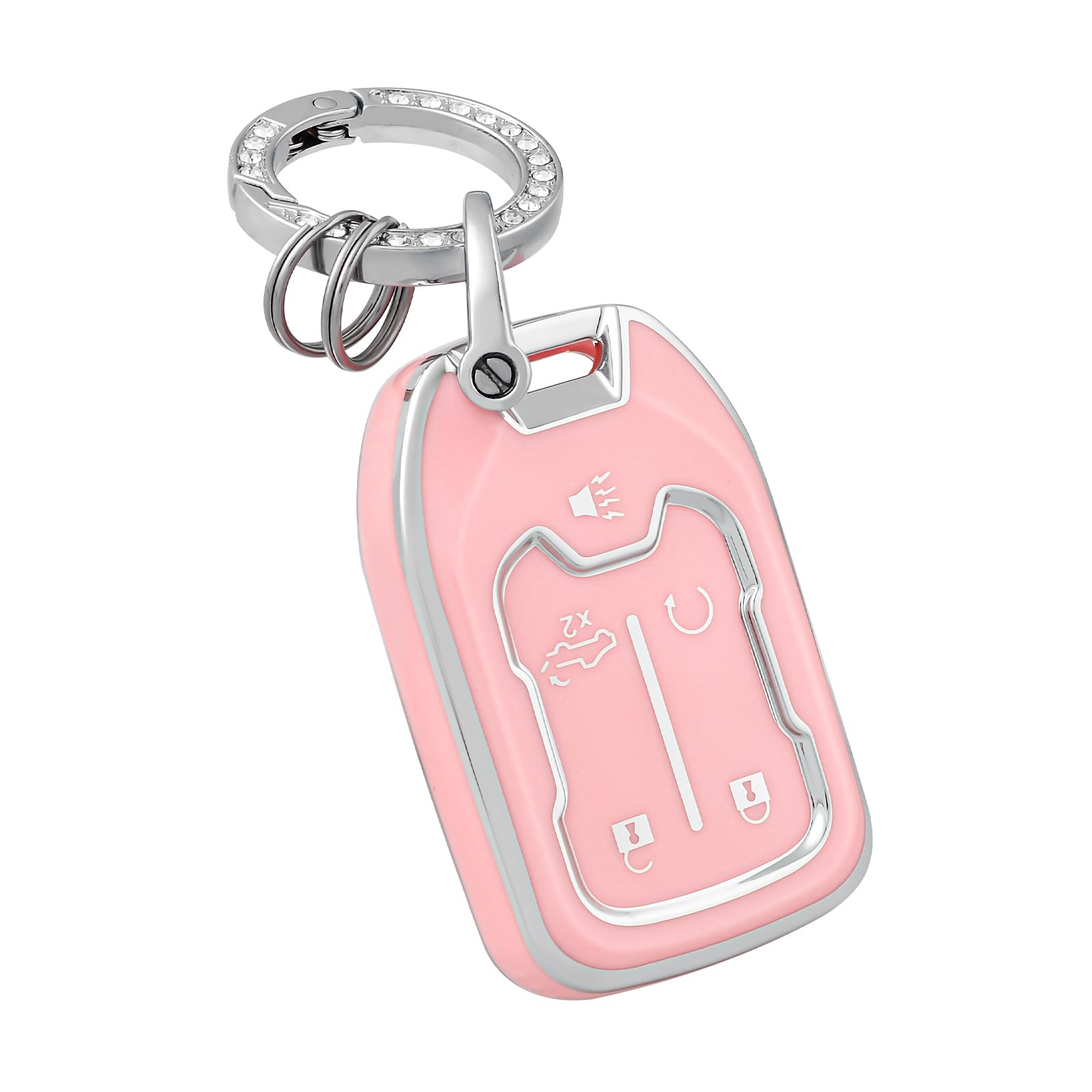 OFFCURVE Key Fob Cover with Keychain Compatible with GMC Key Fob Case for Chevy Suburban Tahoe Terrain Acadia Yukon Silverado GM