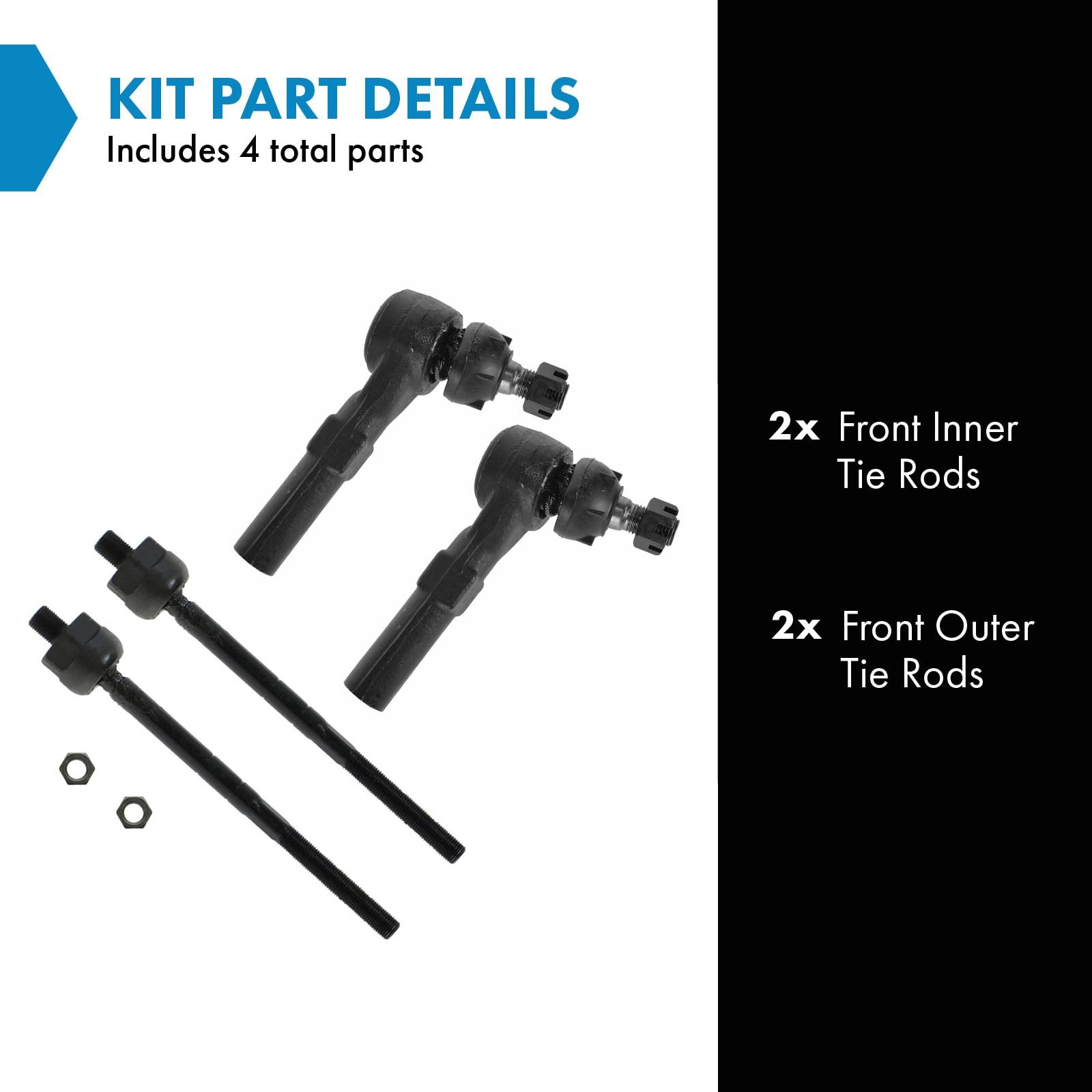 Trq Front Tie Rod Set Compatible With 1995-1997 Ford Explorer 1997 Mercury Mountaineer