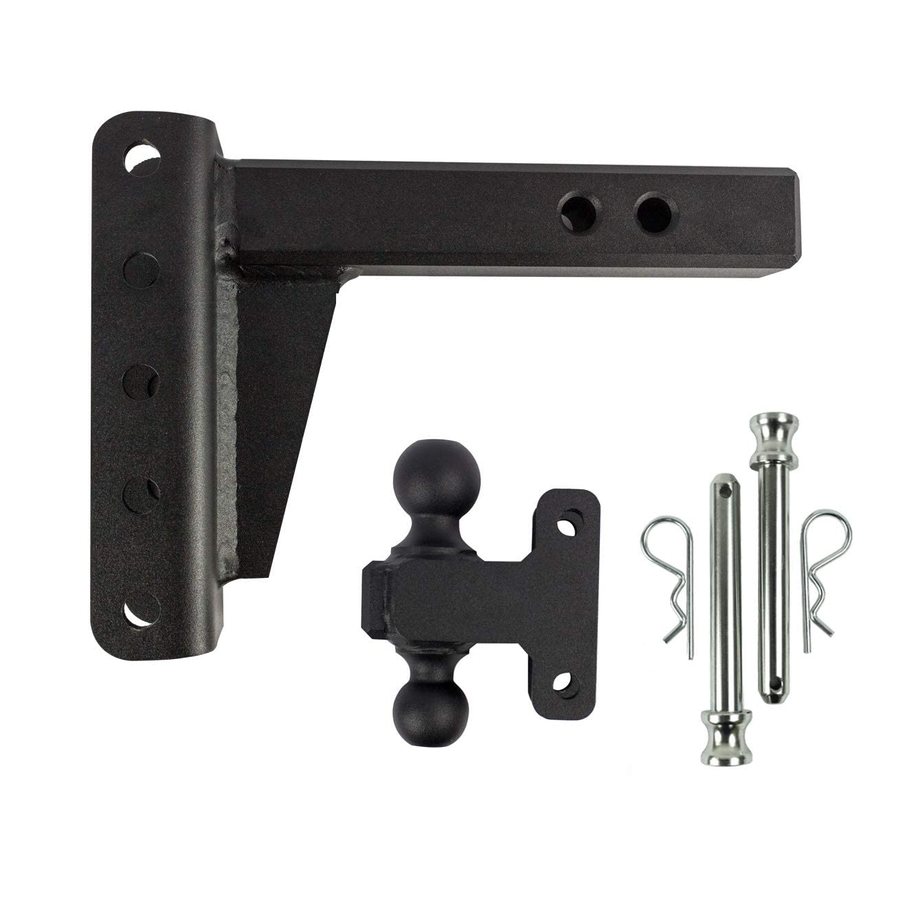 Bulletproof Hitches - 2.0' Adjustable Extreme Duty Trailer Hitch (30,000 Lb. Rating) - 4' Drop/Rise With 2' And 2 5/16' Dual Ball - Powder Coat, Solid Steel, Corrosion-Resistant