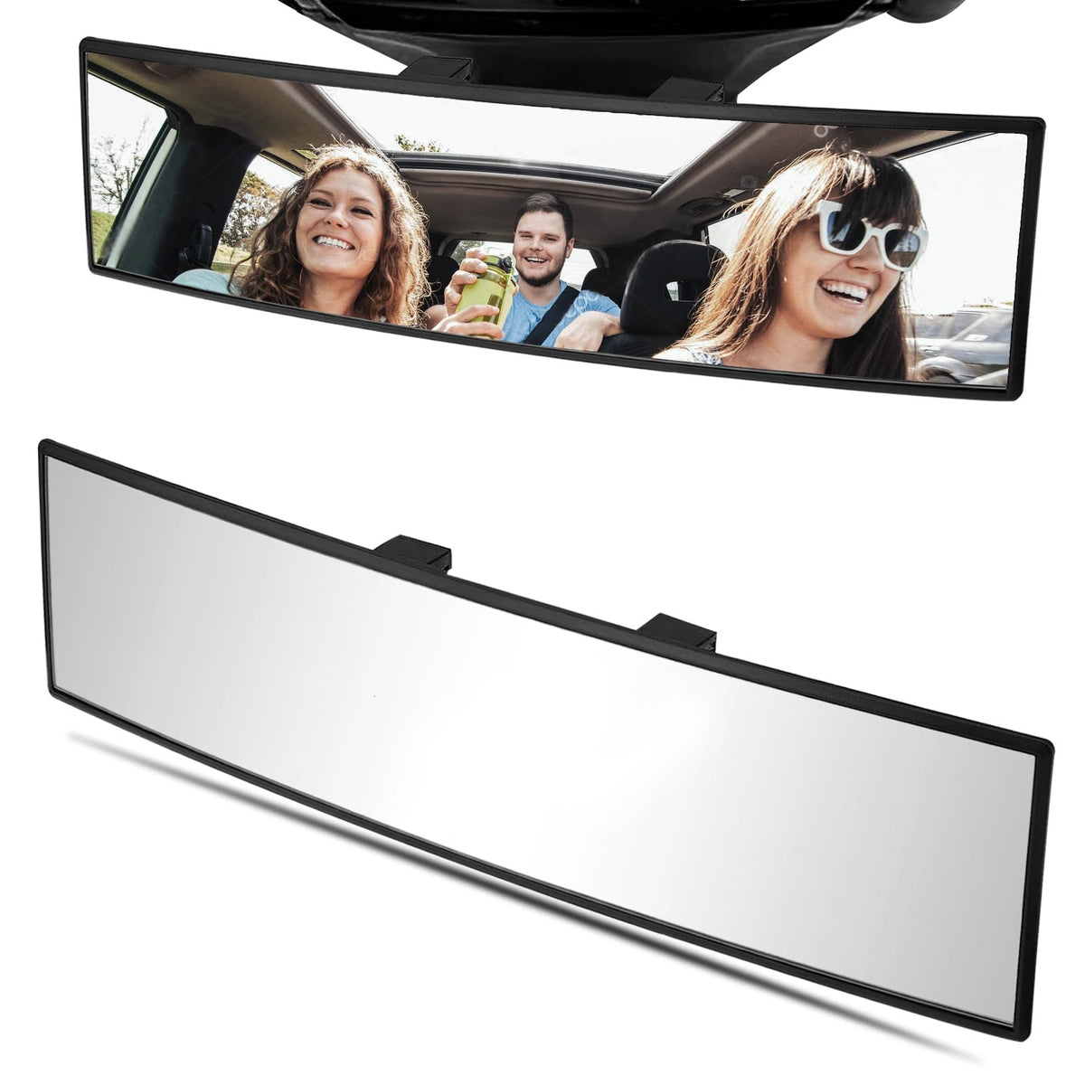 WSSROGY Car Rearview Mirror HD Glass 12 Inch Anti Glare Clip On Panoramic Wide Angle Car Interior Rear View Mirror Universal for