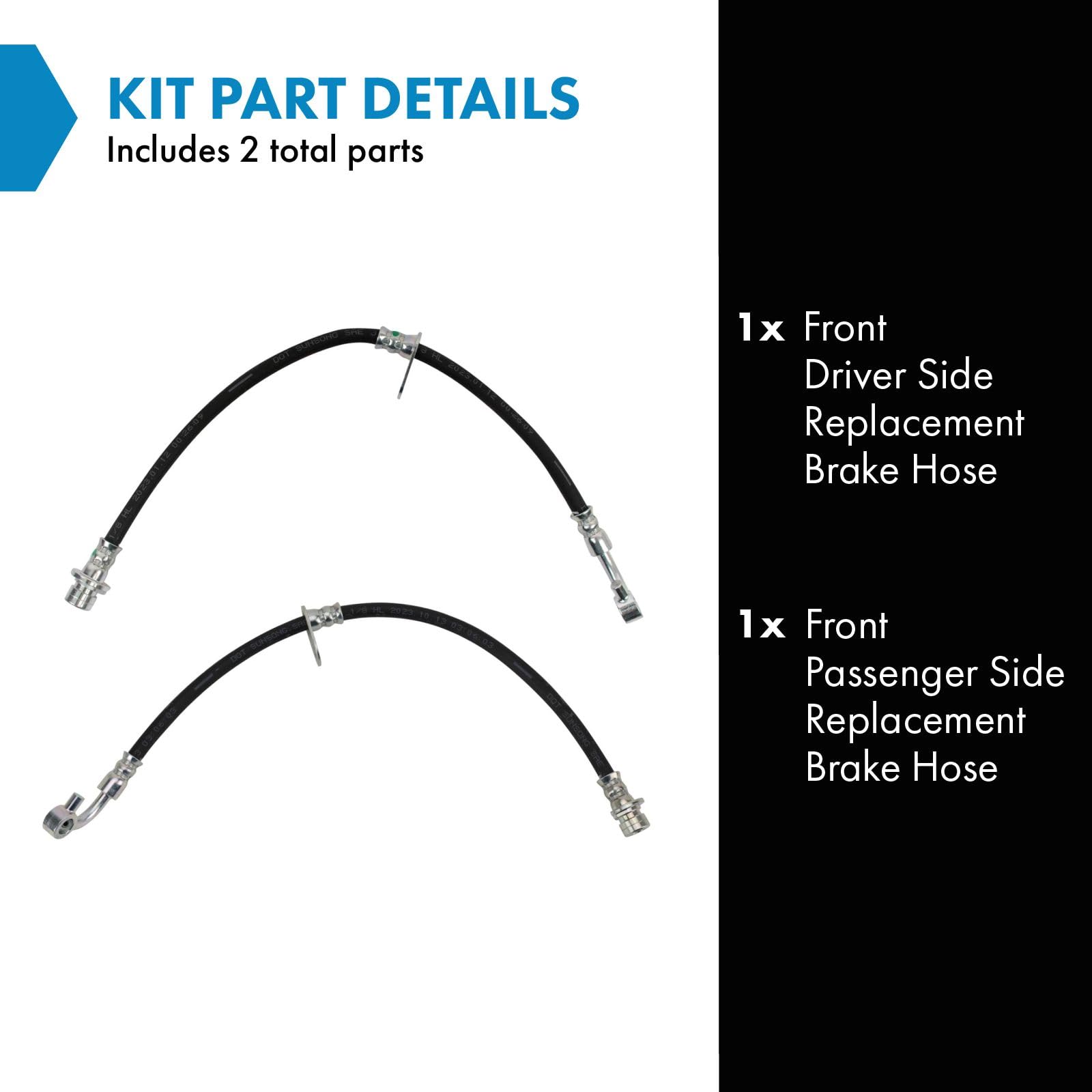 Trq Front Brake Hose Set Compatible With 2007-2011 Honda Cr-V