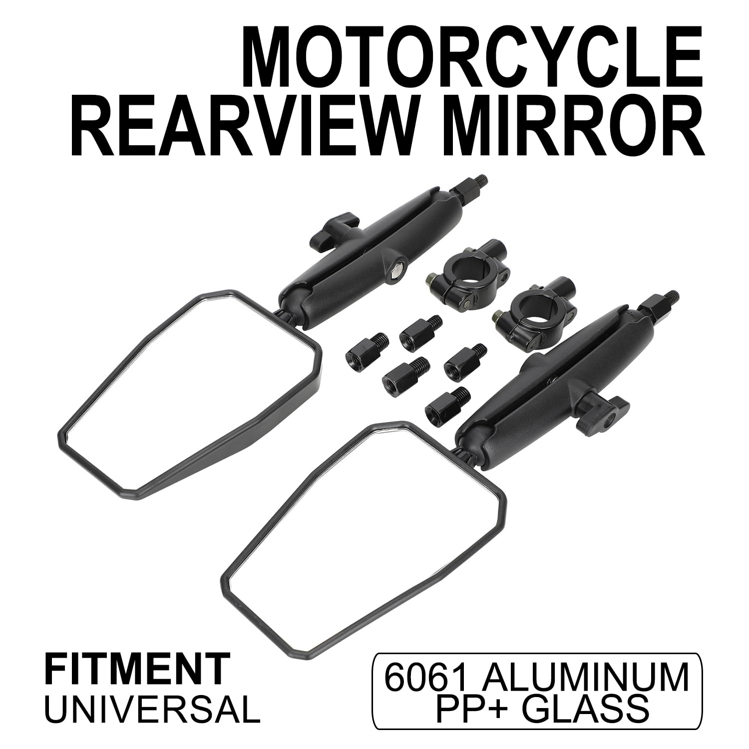 Iuvwisn Motorcycle Rear View Mirror 8/10Mm Angle Adjustable Aluminum Mirror Universal For Klr 650 Crf300L Drz400 Klx300 390/790/890/1290 Adventure R1250Gs Tenere 700 Adv Dirt Bike Dual Sport