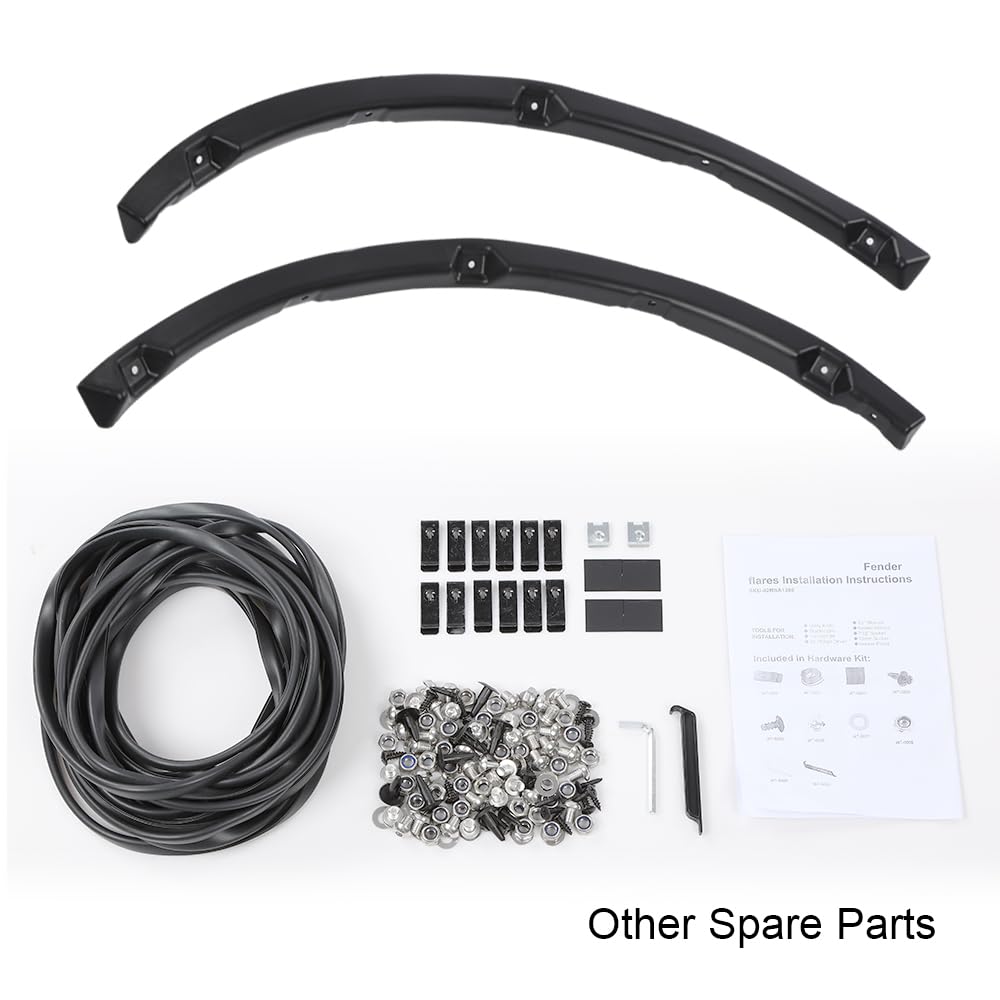 G-PLUS Pocket-Riveted Fender Flares for 2009-2014 Ford F150, Black, Polypropylene, Fits Styleside Beds 67"/78.8"/97.4"
