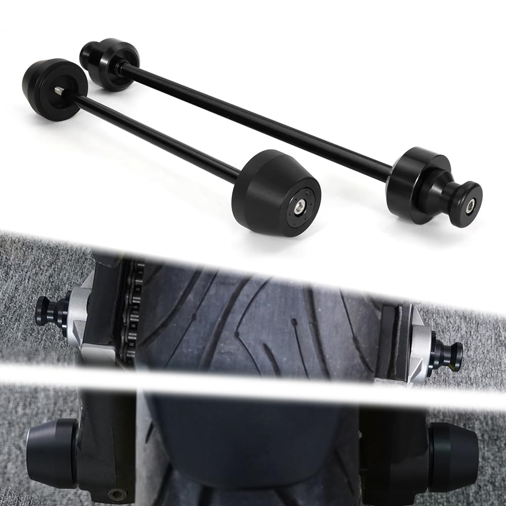 Xitomer Front And Rear Axle Sliders & Swing Arm Stand Bobbins, Fit For 2023 2022 2023 Mt-07 2014-2023 & Fz-07 Motorcycle Front And Rear Axle Sliders Cnc Aluminum (Black)