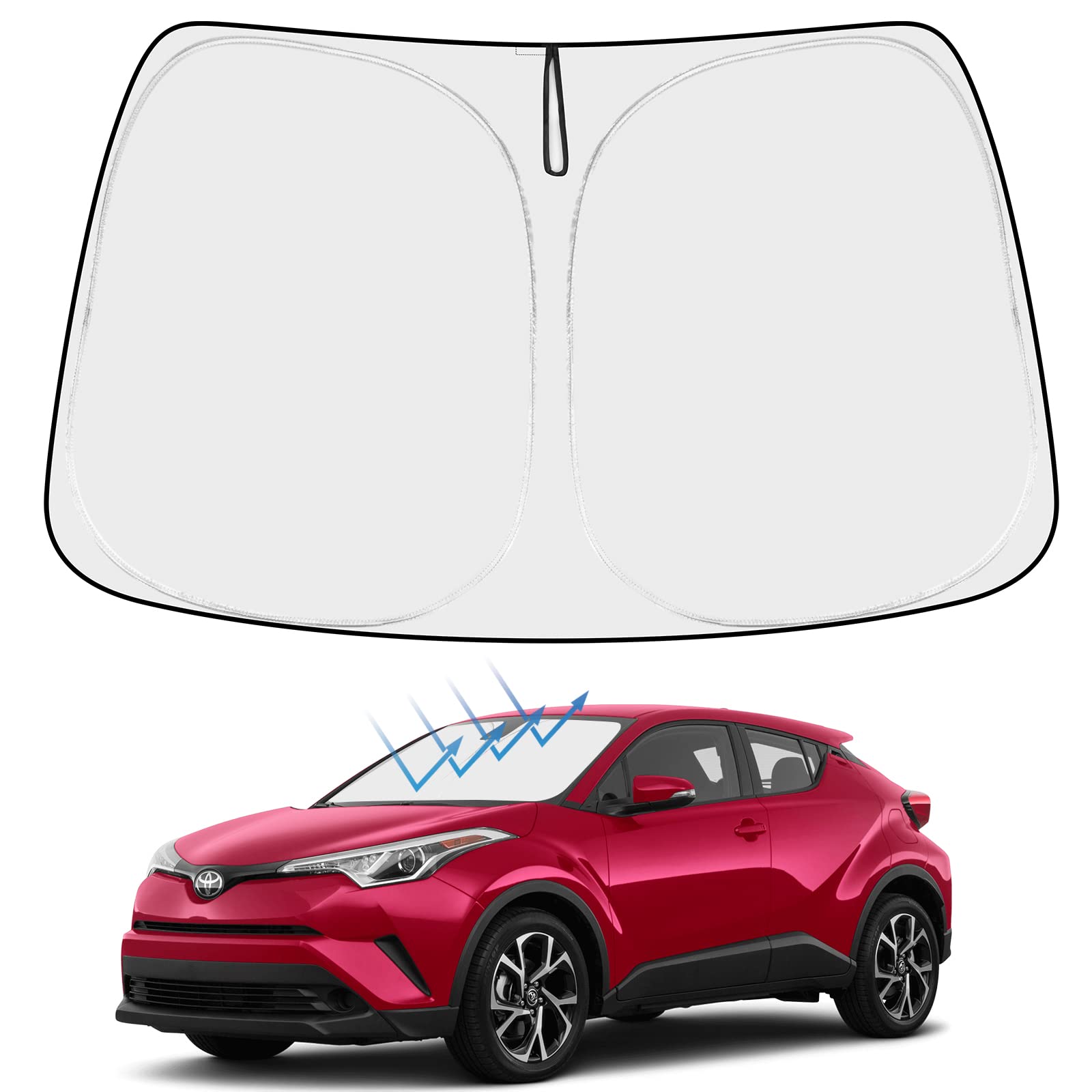 Proadsy Front Windshield Sun Shade Foldable Sunshade Protector Custom Fit 2018-2024 2025 Toyota CH-R C-HR CHR, XLE Premium CUV W