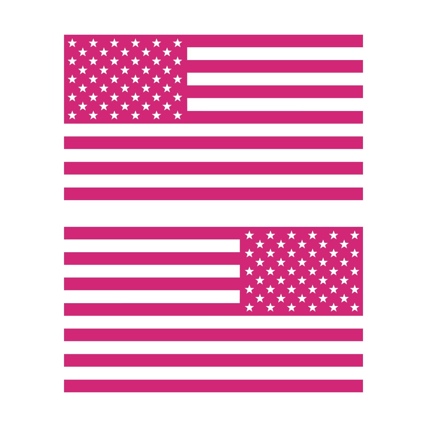 American Us Flag [Pick Color/Size] Vinyl Decal Sticker For Laptop/Car/Truck/Window/Bumper (5In Subdued Pair, Matte Hot Pink)