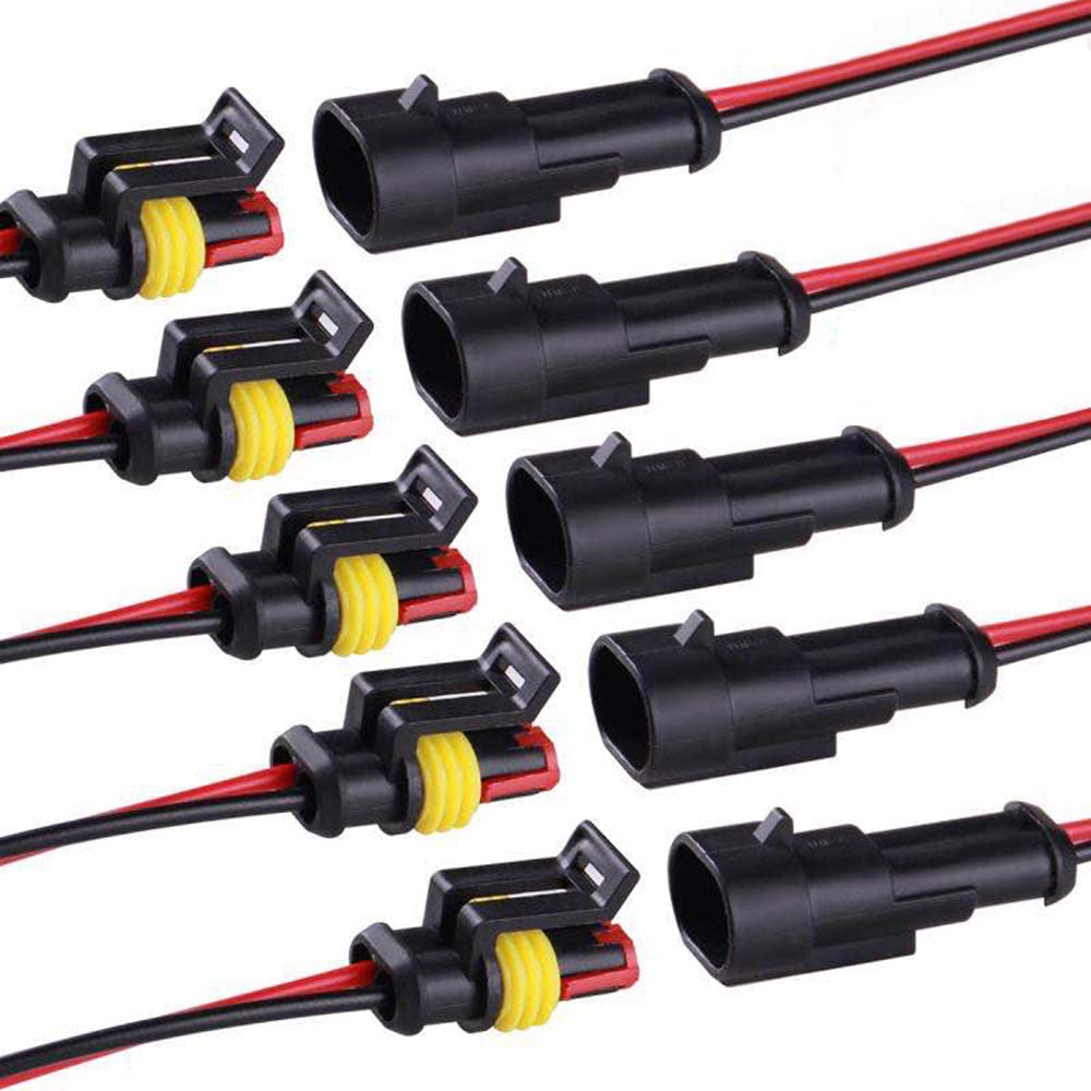 2 Pin Connector Waterproof Connector,Male And Female Way 16 Awg Wire Suitable For Car Truck, Boat And Other Wire Connection (5 K